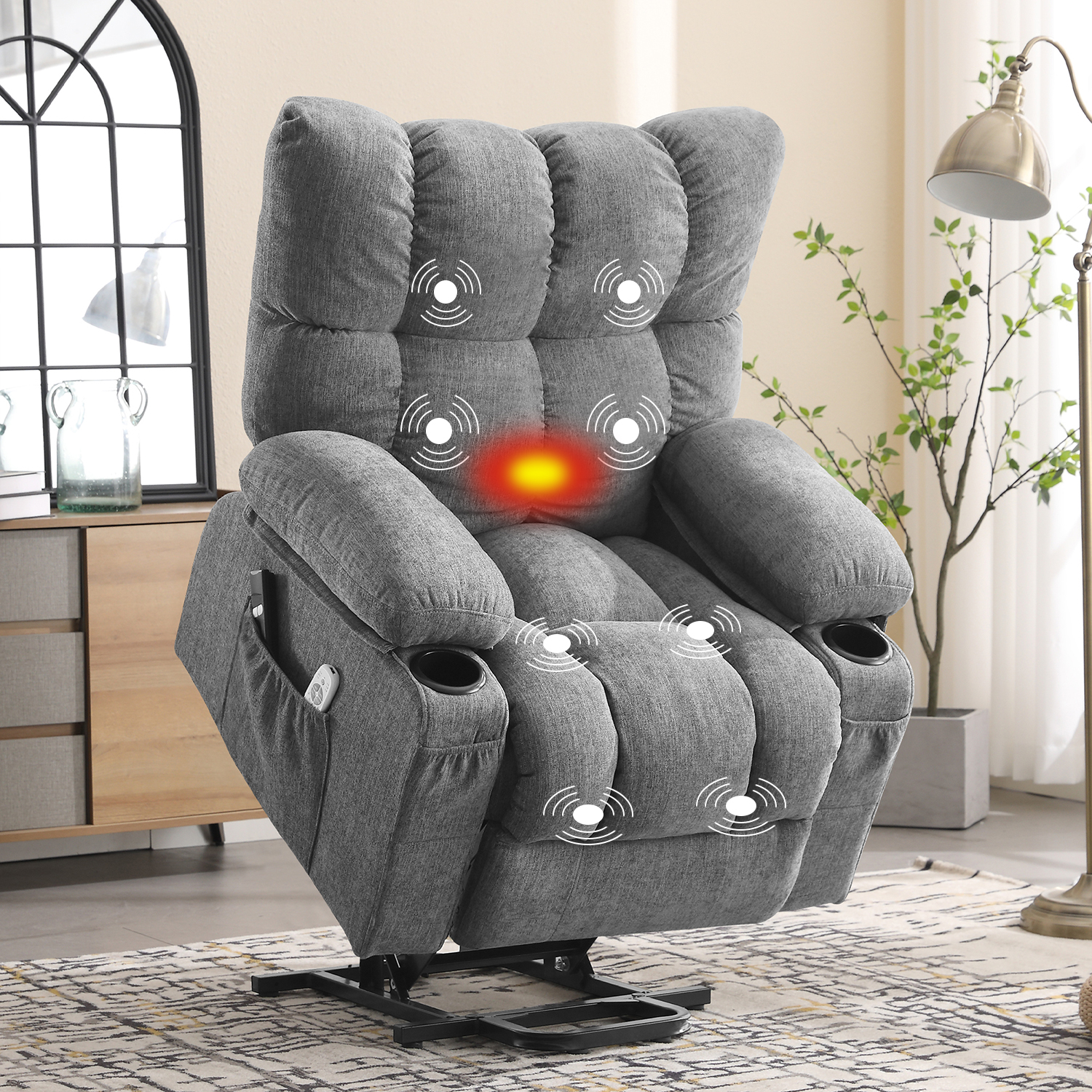 thumbnail video image 2 of JONPONY Power Lift Recliner Chair for Elderly with Heat and Vibration Massage Recliner Chair with USB Charge Port for Living Room- Infinite Position, Side Pocket,Grey, 2 of 13
