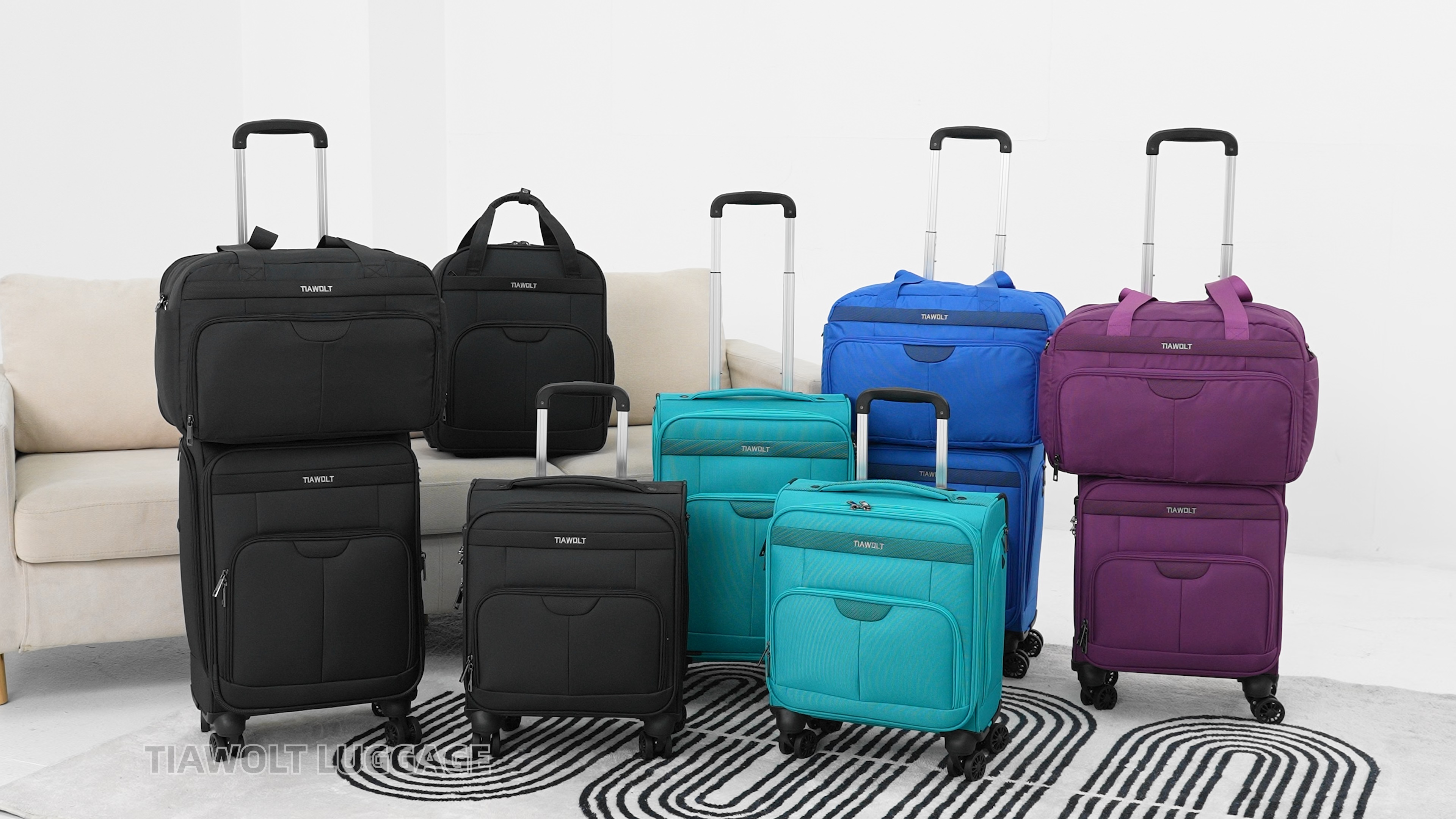 thumbnail video image 2 of TIAWOLT Carry On Luggage 22x14x9 Airline Approved with Wheels,2-piece Luggage Set,Softside Expandable Luggage Suitcase with TSA Lock&Carry-on UnderSeat travel Duffle Bag,Weekender Bag-Green, 2 of 10