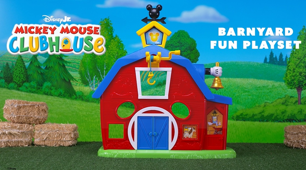 thumbnail video image 2 of Disney Jr. Mickey Mouse Clubhouse Barnyard Fun Playset with Sounds, 15-pieces, Kids Ages 3+, 2 of 9
