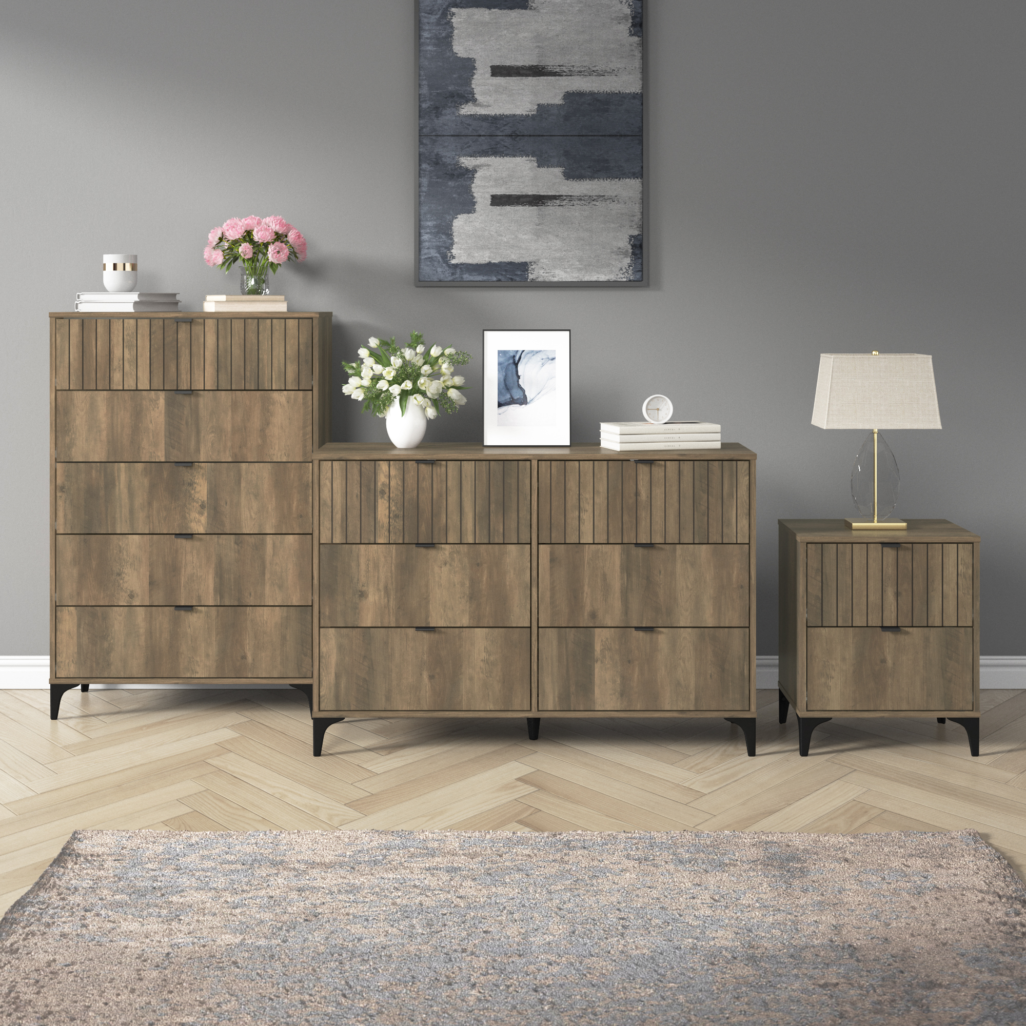 thumbnail video image 2 of GALANO Zaffy 2 Drawer Nightstand, Bedside Table, Knotty Oak, Modern Style, Adult, 2 of 13