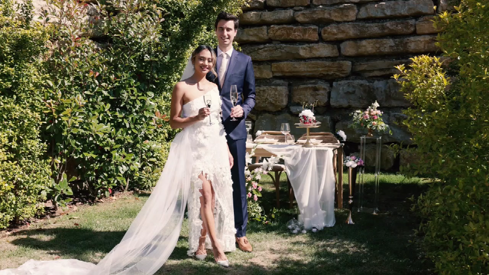 thumbnail video image 2 of Glasseam Wedding Champagne Flutes Set of 2 Gold Toasting Glasses for Bride and Groom, 2 of 8
