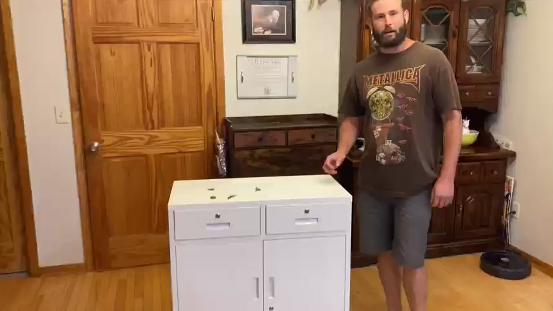 thumbnail video image 2 of Metal Storage Cabinet, 36" H Locking Storage Cabinet with 2 Drawers and Adjustable Shelf, Metal Cabinets for Office, Garage, Home-White, 2 of 9