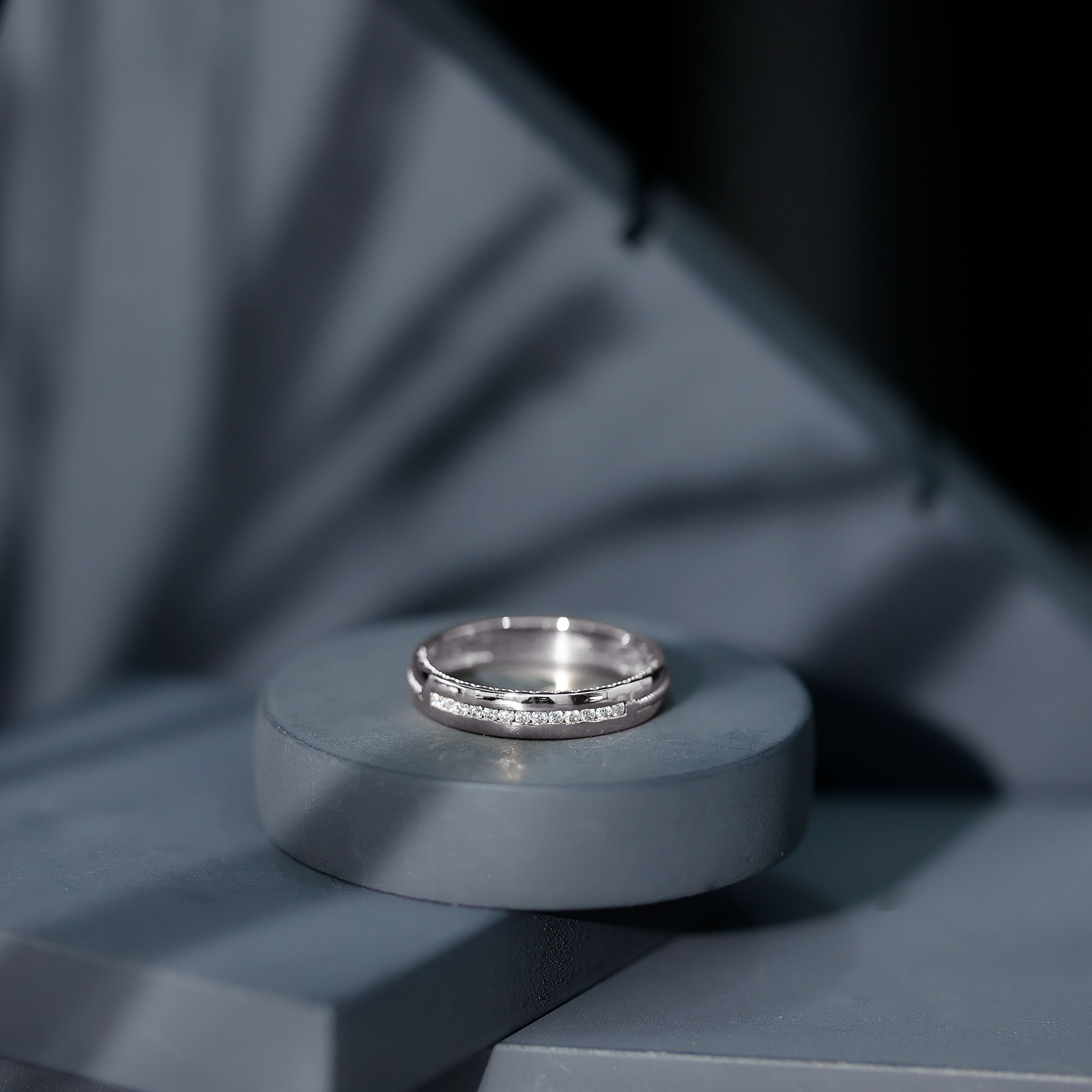 thumbnail video image 2 of Rosec Jewels Lab Created Diamond Band Ring for Men (EF-VS Quality) - Channel Set Wedding Wide Band, 925 Sterling Silver, US 4.00, 2 of 8