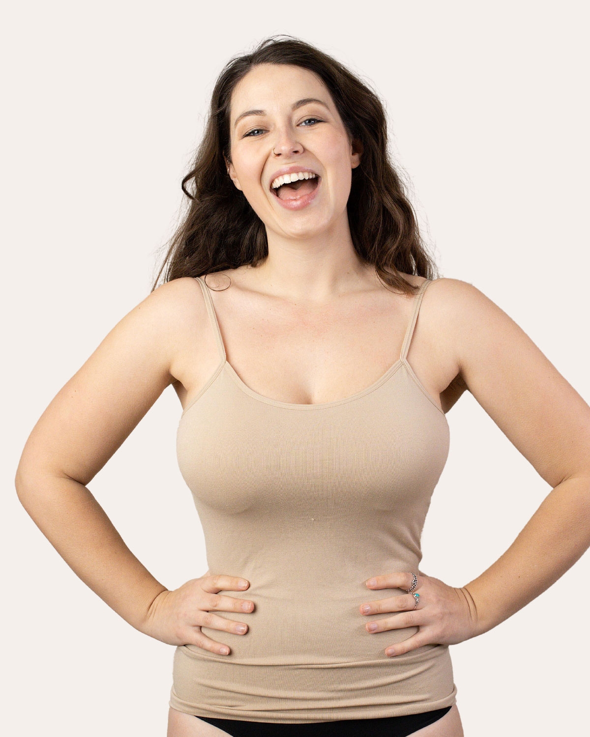 thumbnail video image 2 of Coobie Women’s Seamless Padded Camisole 1245, Light Nude, One Size, 2 of 7