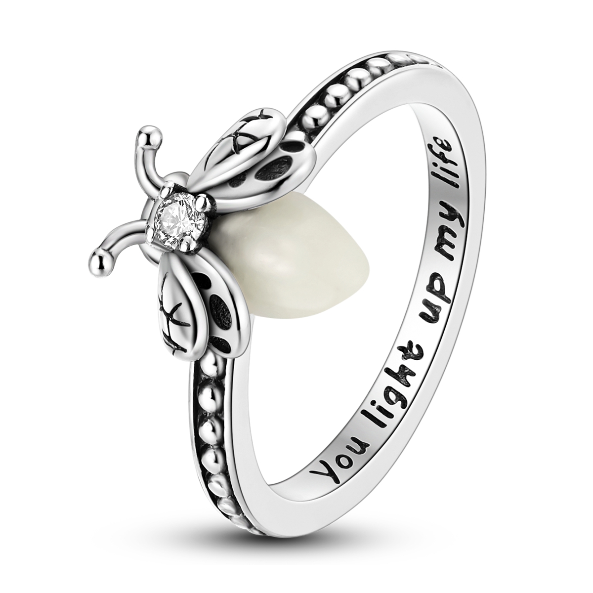thumbnail video image 2 of MULA Original Luminous Firefly 925 Sterling Silver Finger Ring AAA CZ For Women Birthday Gift Jewelry, 2 of 10