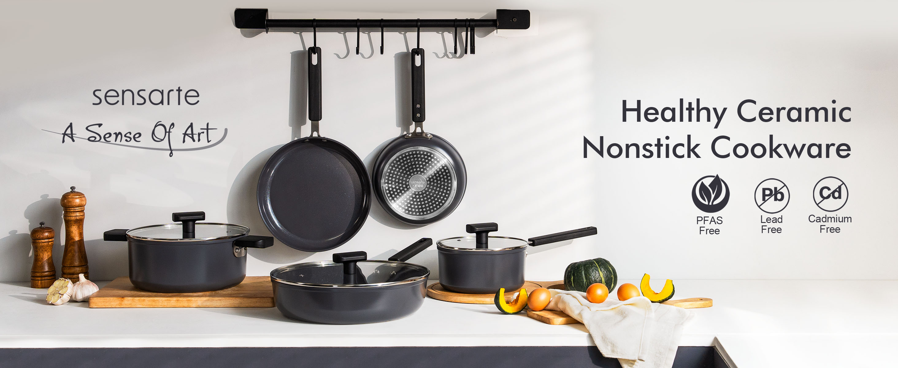 thumbnail video image 2 of SENSARTE 8 Inch Ceramic Frying Pan Skillet, Gray Nonstick Omelet Pan, Healthy Chef's Pan, Kitchen Egg Pan with Anti-Scald Handle, Induction Compatible, Dishwasher Safe, 2 of 10