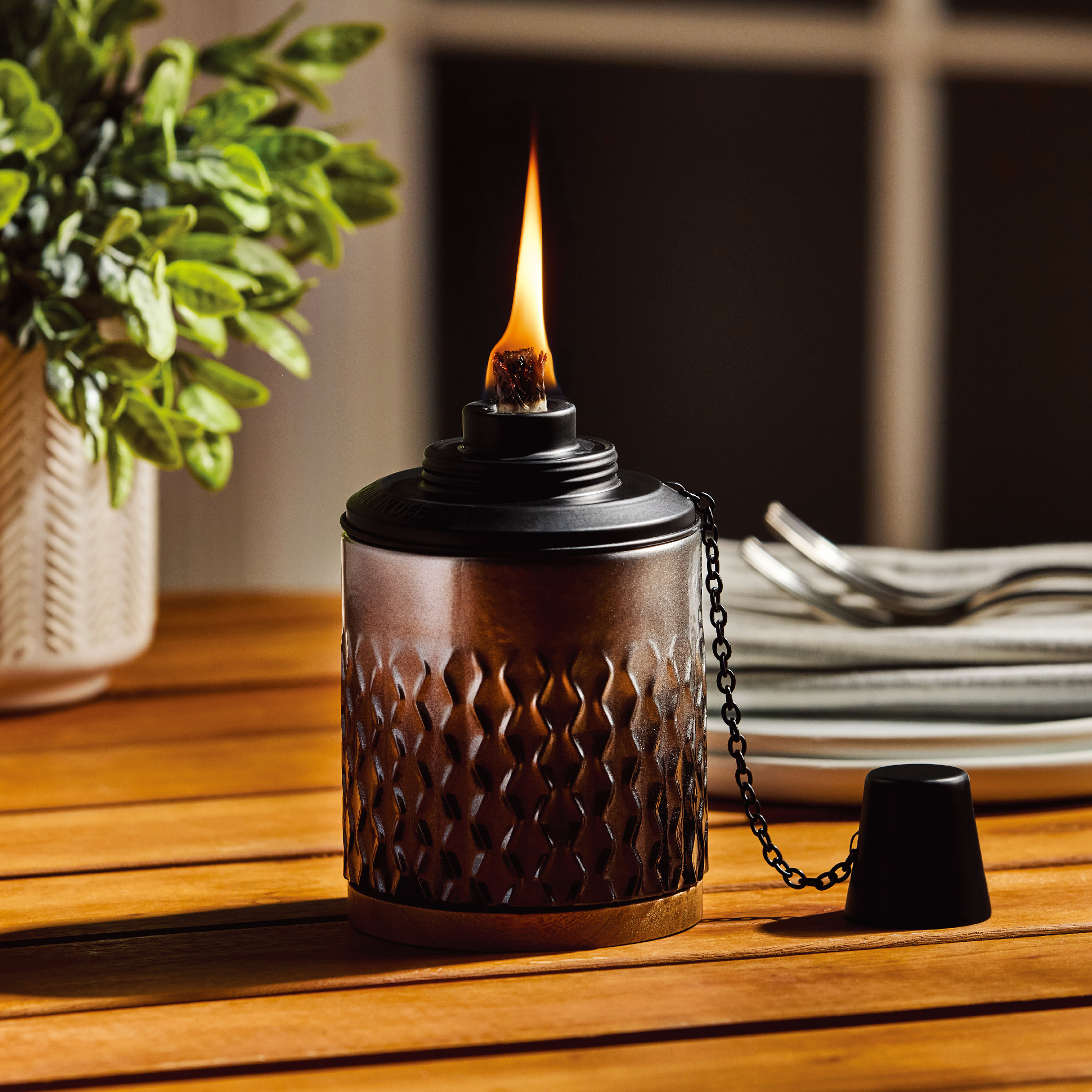 Mainstays Midnight Glass Outdoor Tabletop Torch with Fiberglass Wick ...