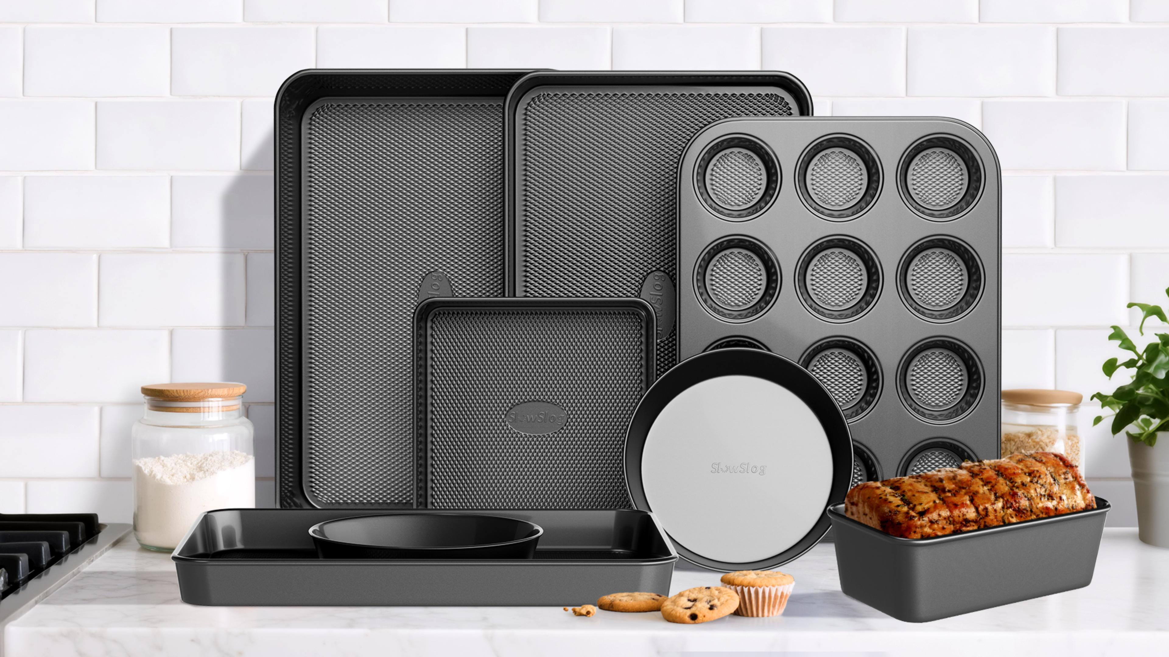 Racking Stick Slow Slog 9‑Piece Bakeware Set, Carbon Steel Non‑Stick Baking Pan set ...