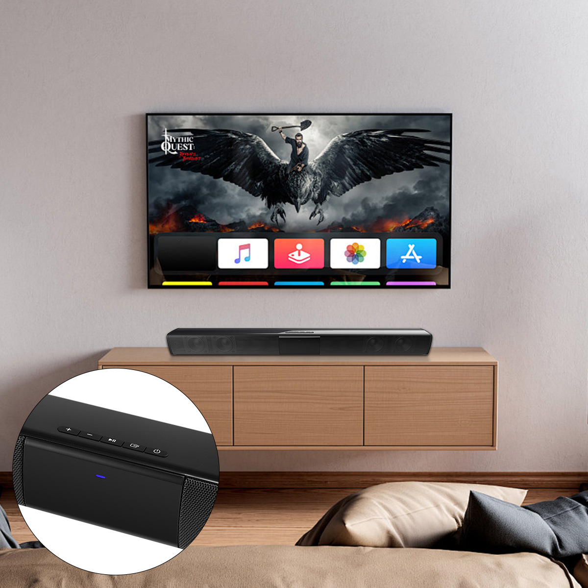 thumbnail video image 2 of Surround Sound Bar 4 Speaker System Wireless Bluetooth Subwoofer TV Home Theater with Remote Control, 2 of 12