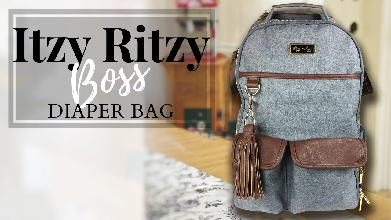 thumbnail video image 2 of Itzy Ritzy Boss Backpack Diaper Bag with Insulated Pockets, Handsome Heather Gray, 2 of 3