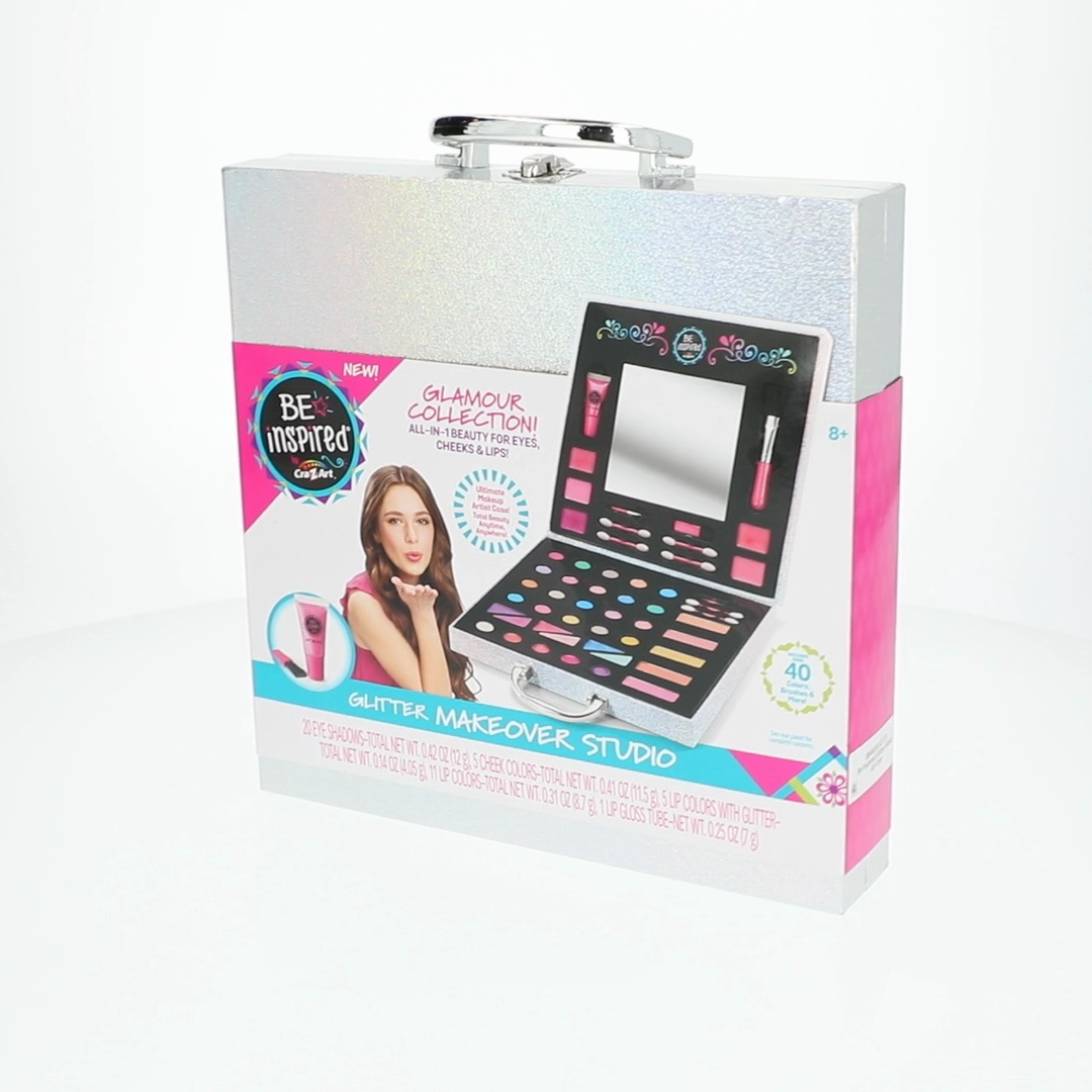 Cra-Z-Art Glitter Makeover Studio with Case Makeup Set for Tweens