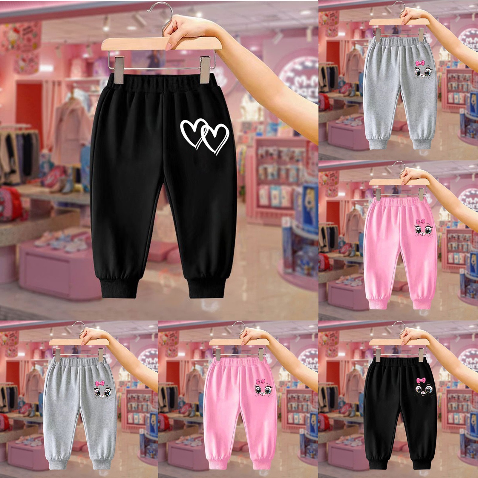 thumbnail video image 2 of YUEHUA Girls' Sweatpants Super Soft Athletic Performance Pants Wide Leg Drawstring Baggy Pants Athletic Joggers Sweat Trousers, Size 9-10 Years, 2 of 9