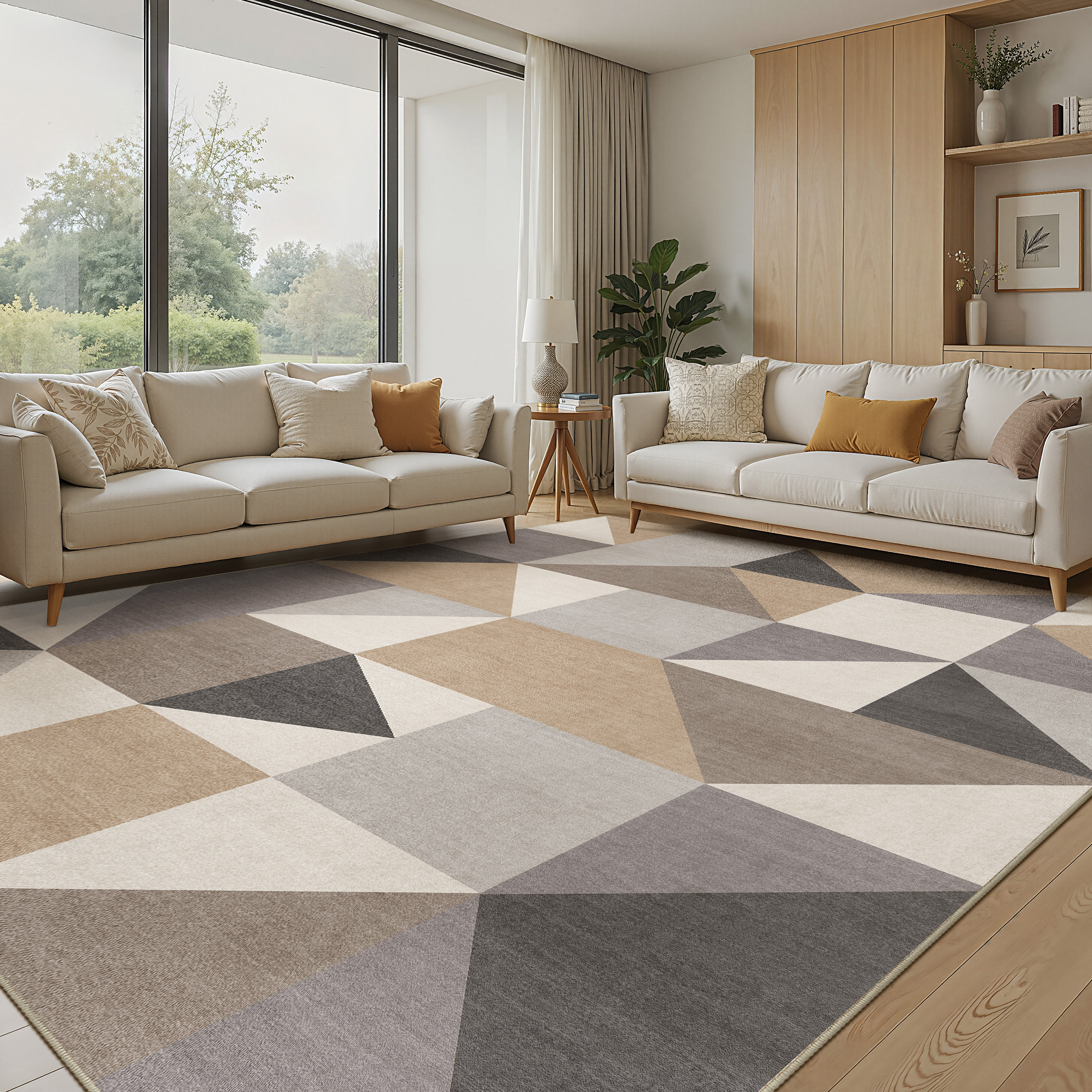 thumbnail video image 2 of MICGEEK 10x12 Washable Area Rugs for Living Room, Modern Geometric Printed Rug, Vacuum-Friendly, Non Slip Indoor Rug for Bedroom Dining Room Home Decor Carpet, Blue&Gray, 2 of 10