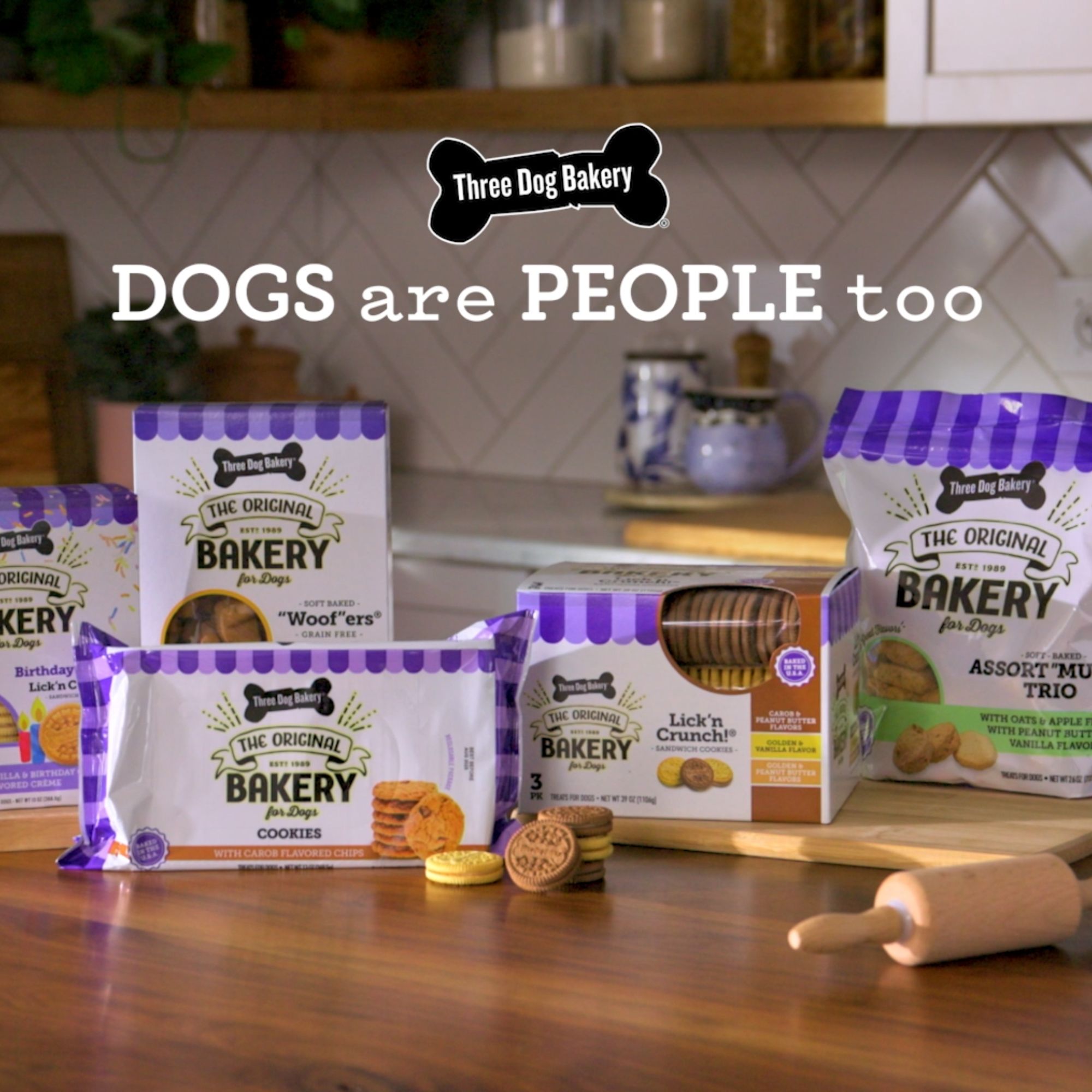 Three Dog Bakery Doggy Snacks - Lick'n Crunch Cookies, Carob