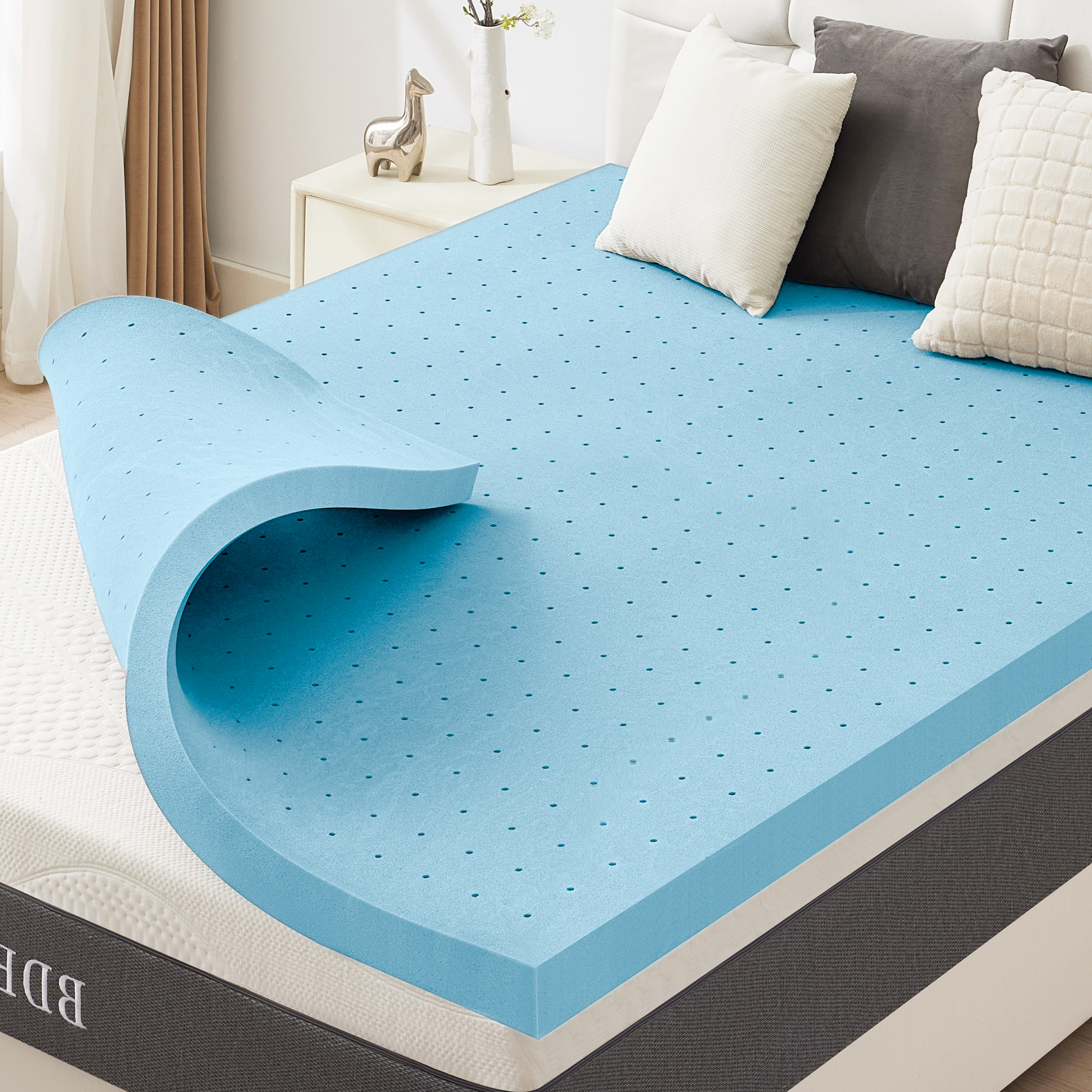 thumbnail video image 2 of BDEUS 2 inch Mattress Topper, Cooling Gel Memory Foam Bed Topper for Pressure Relief, Twin, 2 of 13