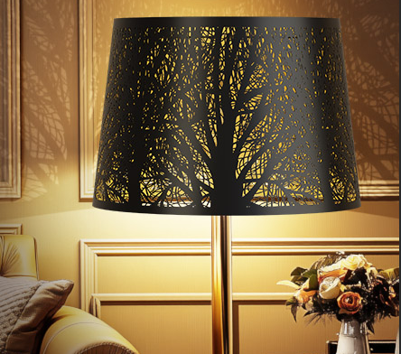 thumbnail video image 2 of Metal Etching Process Large Lamp Shades, AEELLEEA Drum Big Lampshades for Table Lamp and Floor Light, Pattern of Trees Design, 12x14x10 inch, Spider, 2 of 9