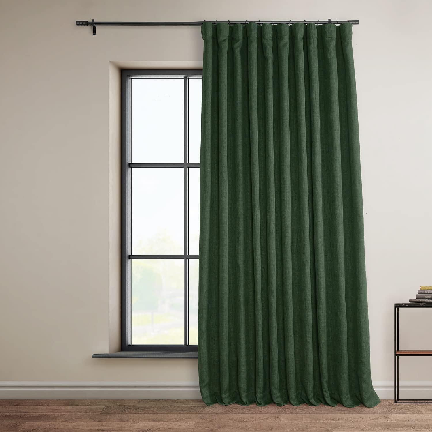 thumbnail video image 2 of HPD Half Price Drapes Key Green Faux Linen Room Darkening Curtains for Bedroom & Living Room Curtains (1 Panel), Door & Window Curtains 84 inches long, Rod Pocket Curtains & Drapes, 50W X 84L, 2 of 12