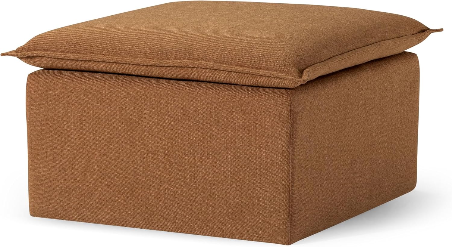thumbnail video image 2 of Maven Lane Claude Rustic Ottoman in Clay Fabric Upholstery, 2 of 11