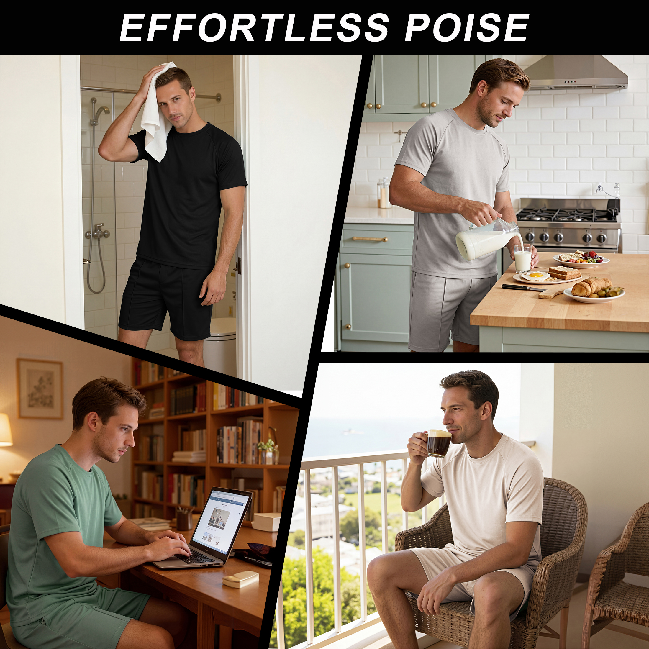 thumbnail video image 2 of GINGTTO Men's Summer 2 Piece Short Set Casual Athletic Workout Outfits Loose Fit T-Shirt and Elastic Waist Shorts, 2 of 7
