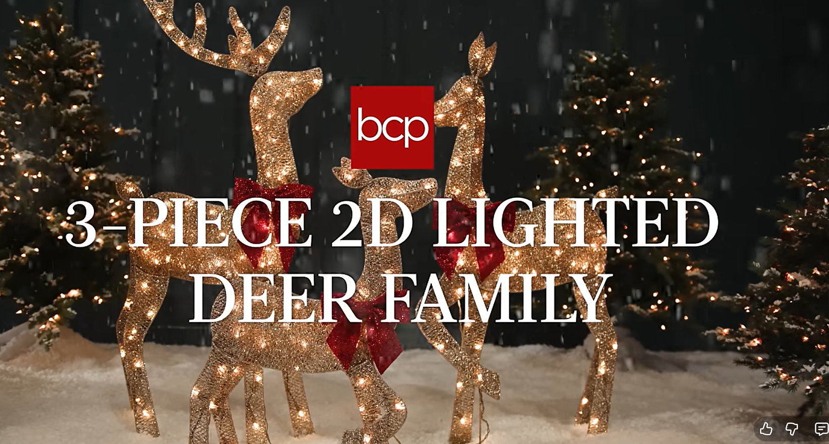 thumbnail video image 2 of Best Choice Products 3-Piece 2D Deer Family Set, Lighted Christmas Outdoor Decoration w/ 175 Lights, Stakes - Silver, 2 of 8