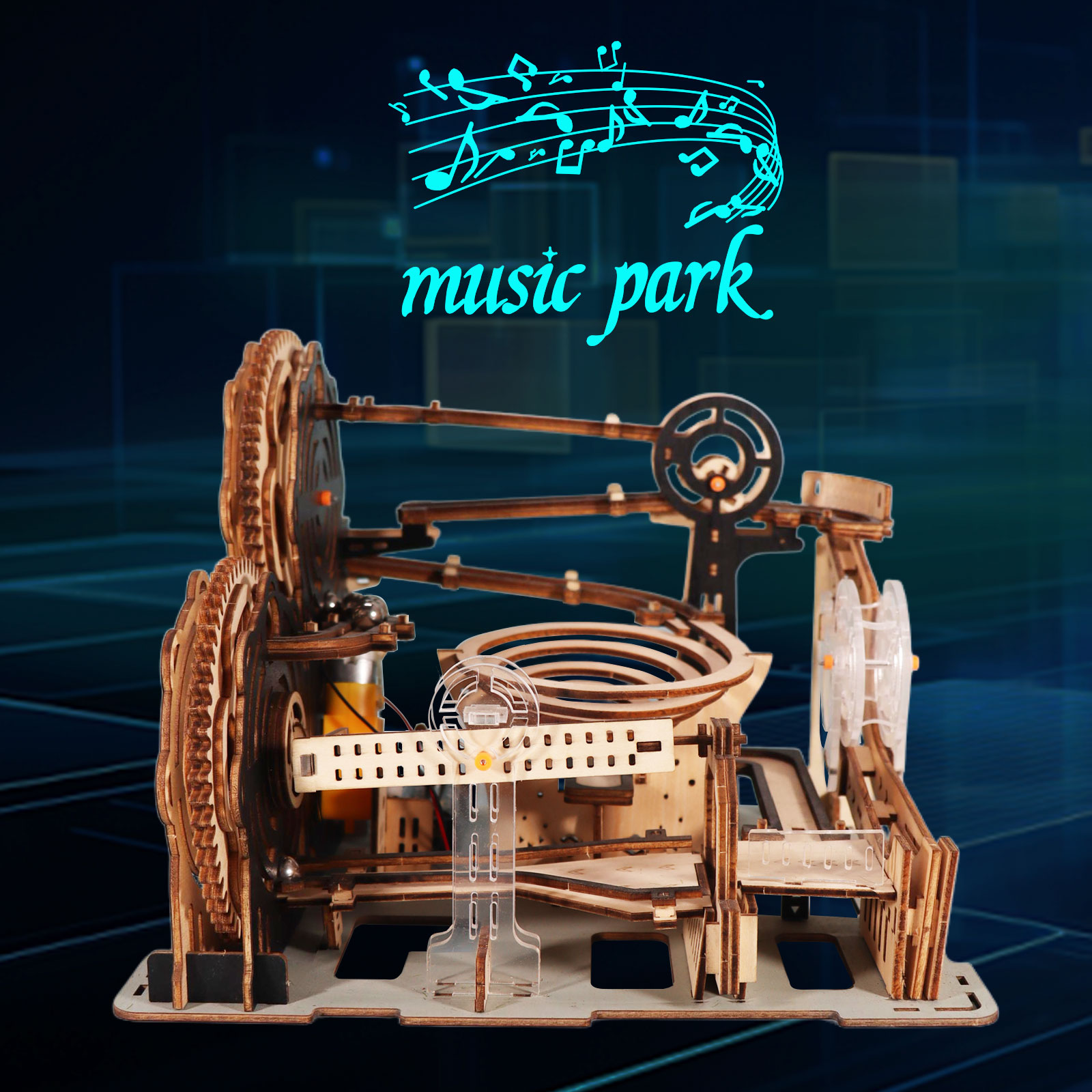 thumbnail video image 2 of MUSIC PARK Wooden Marble Run 3D Puzzles for Adults Mechanical Gear Dual Models Kits to Build Birthday and Christmas Gifts for Men Age 14+, 2 of 9