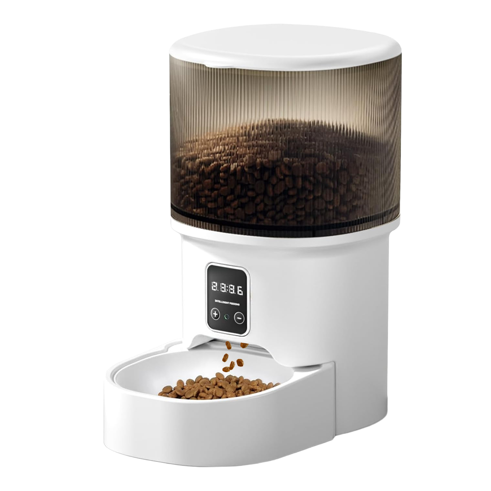 thumbnail video image 2 of Automatic Cat Feeder, 4L Timed Cat Food Dispenser, Programmable Portion Control, Dual Power Smart Pet Feeder for Cats & Small Dogs, White, 2 of 8