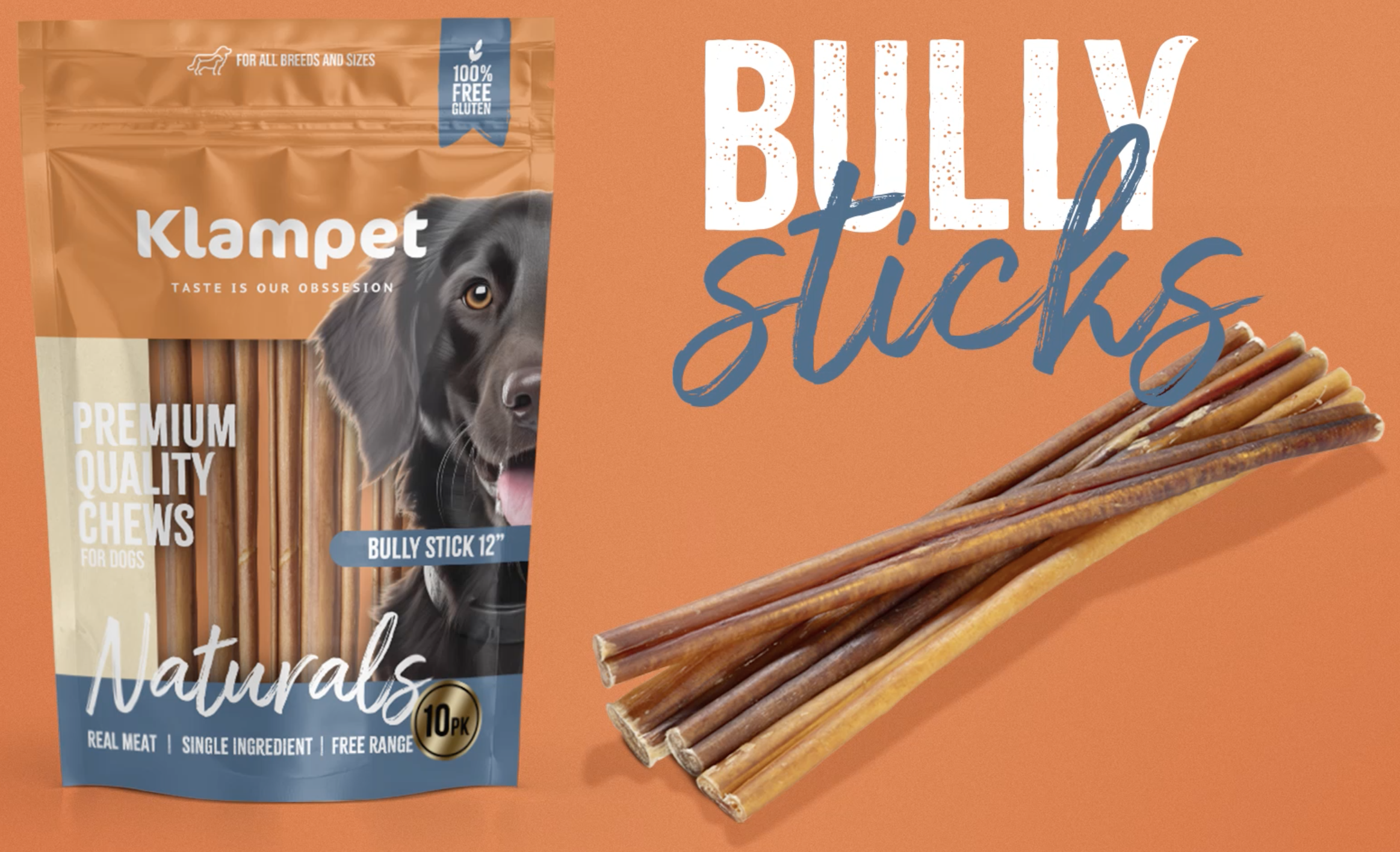 thumbnail video image 2 of Klampet Naturals 12-Inch Bully Sticks for Dogs [10-Pack] – 100% Rawhide-Free & Fully Digestible – Grass-Fed, Free-Range Beef Chews – Premium Single-Ingredient & Low-Odor, 2 of 7
