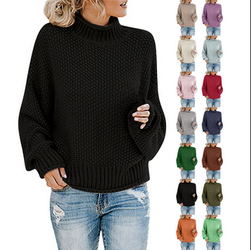 thumbnail video image 2 of Baqcunre sweaters for women Womens Turtleneck Oversized Sweaters Chunky Long Sleeve Loose Casual Pullover Slouchy Knit Jumper Tops Blue,4XL, 2 of 7