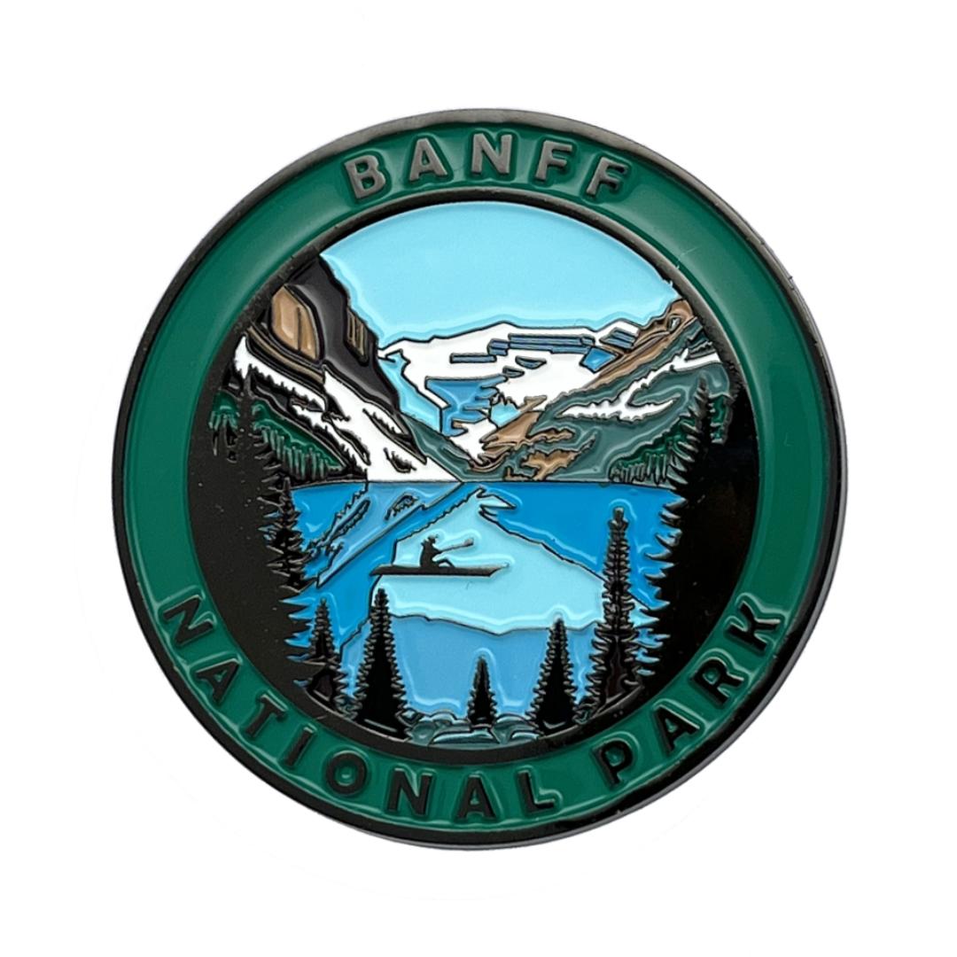 thumbnail video image 2 of Banff National Park Collectible Magnet - Enamel Finish, 52mm, 2 of 9