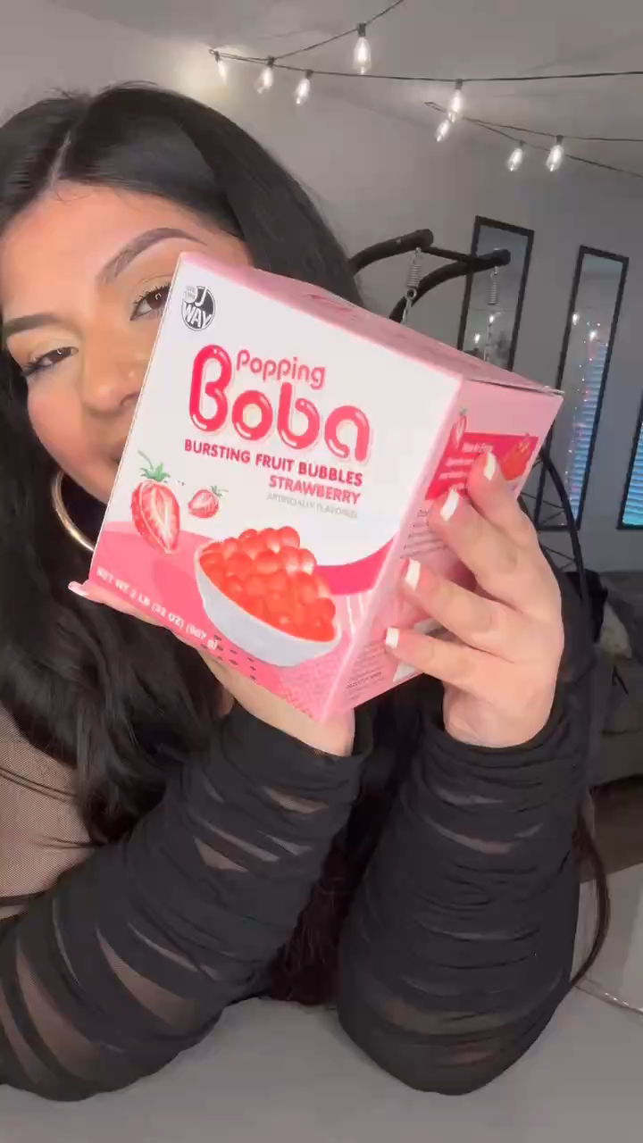 thumbnail video image 2 of J WAY Bursting Popping Strawberry Boba Pearls, Strawberry Syrup, Non-Dairy, Fat-Free Popping Tapioca Boba for Beverages, Sweets, Ice Cream (2LB, 1 Pack), 2 of 8