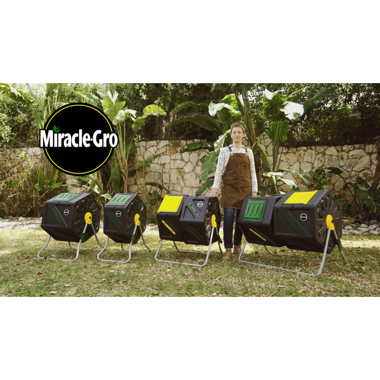 Miracle-Gro Large Dual Chamber Compost Tumbler Easy-Turn, Fast