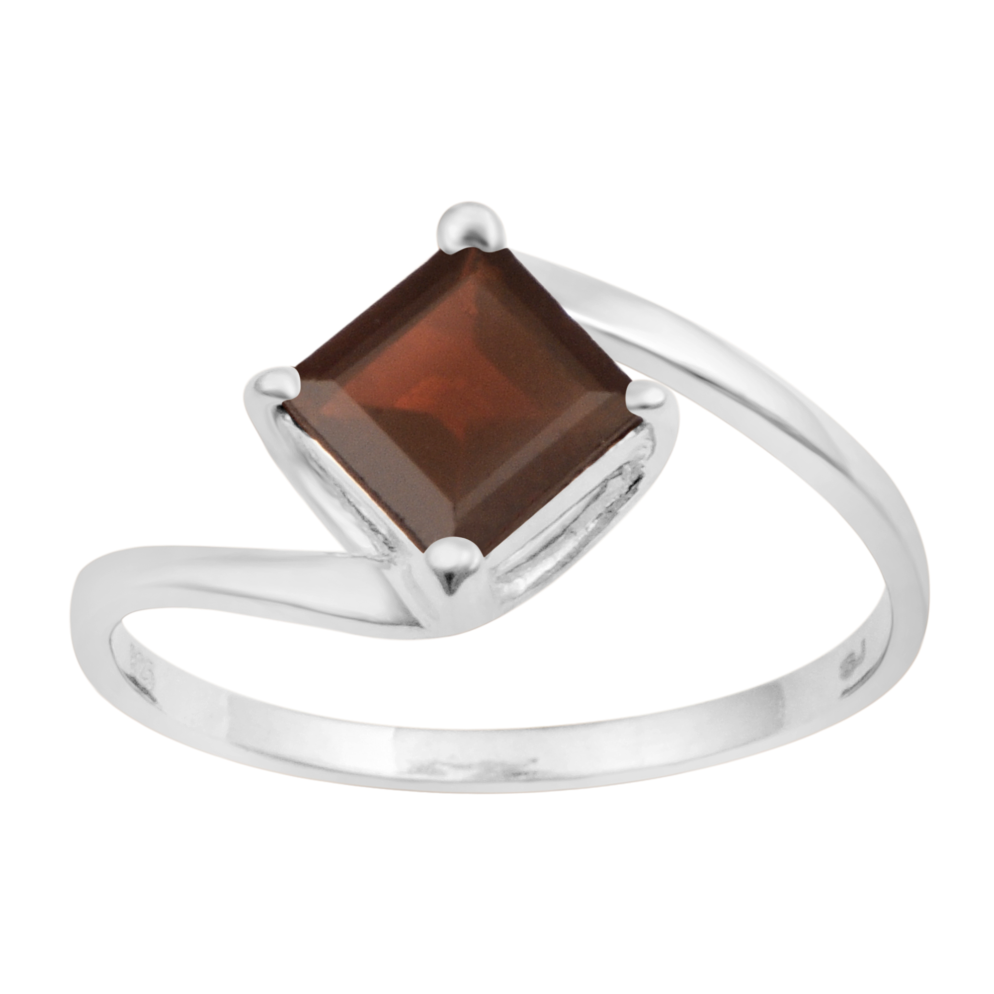 thumbnail video image 2 of 5mm Princess Cut Square Garnet Gemstone 925 Sterling Silver Solitaire Women Wedding Ring, 2 of 7