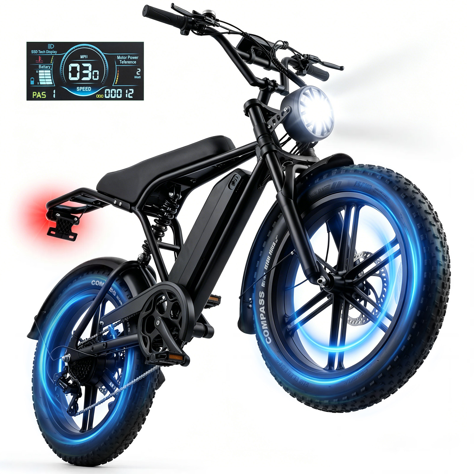 thumbnail video image 2 of Adult Electric Bicycles with 65 Miles Max Range,Peak 1500w Motor Electric Bike & E Bike 48V 15Ah Removable Battery,Electric Mountain Bike with 7 Speeds Max 28Mph for Adults & Teens,BLACK, 2 of 10
