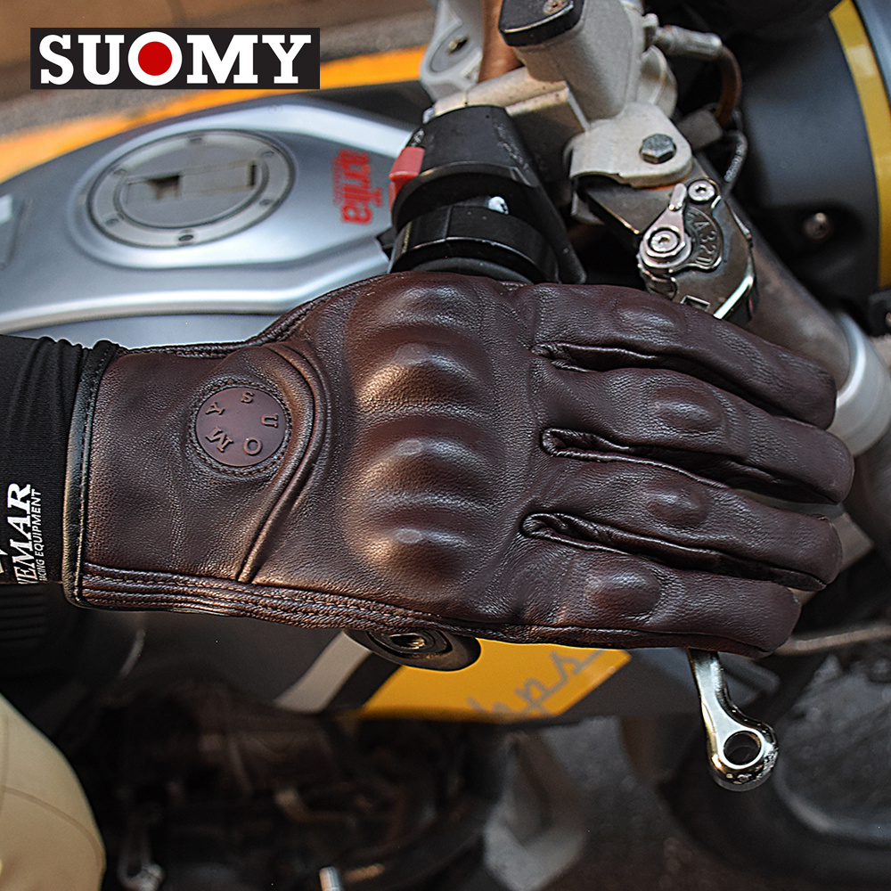 thumbnail video image 2 of New Goatskin Motorcycle Gloves Summer Men Perforated Retro Leather Motorbike Motocross Glove Lady Motorcyclist Guantes, 2 of 6