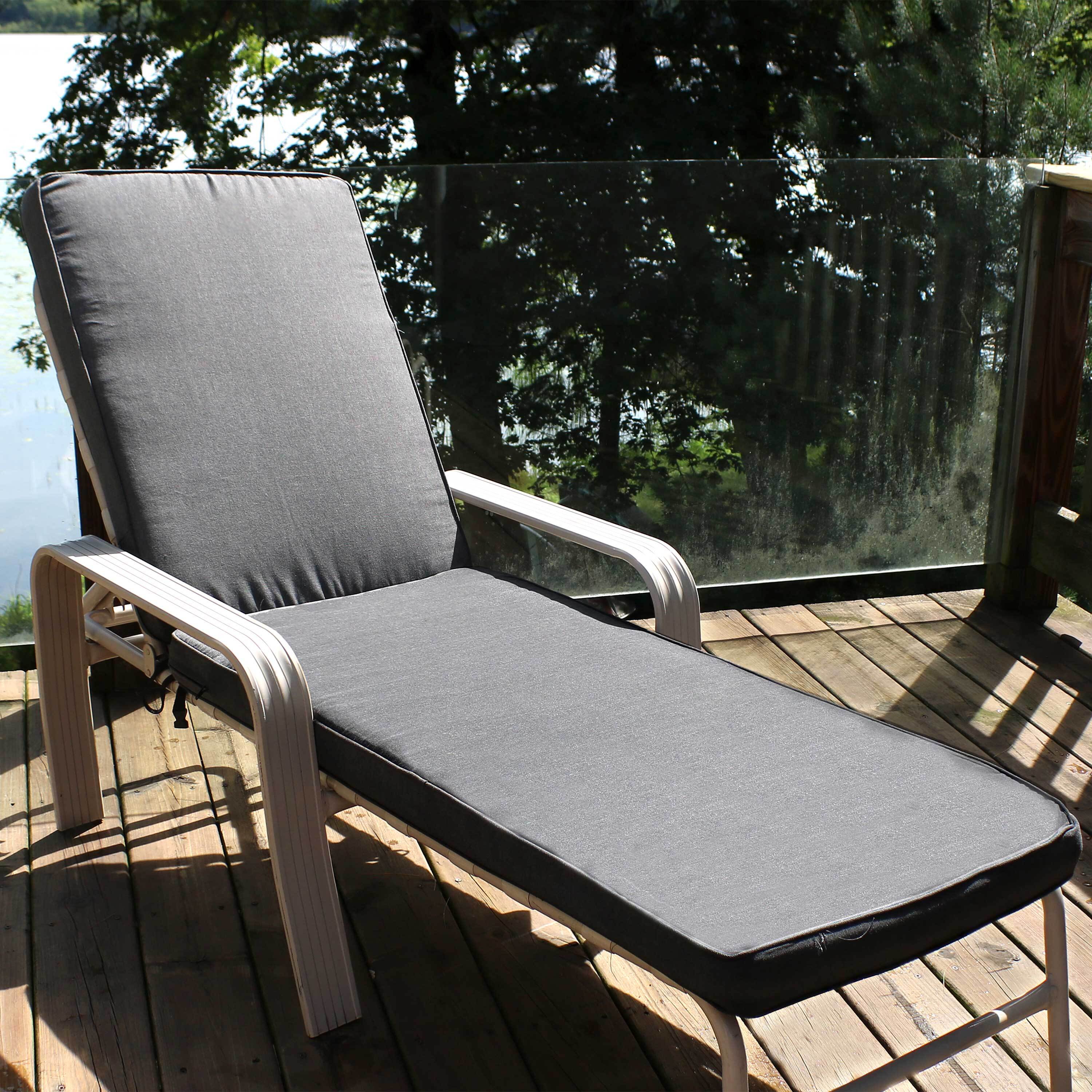 thumbnail video image 2 of Sunnydaze Indoor/Outdoor Patio Chaise Lounge Cushion - 72" x 21" - Gray, 2 of 8