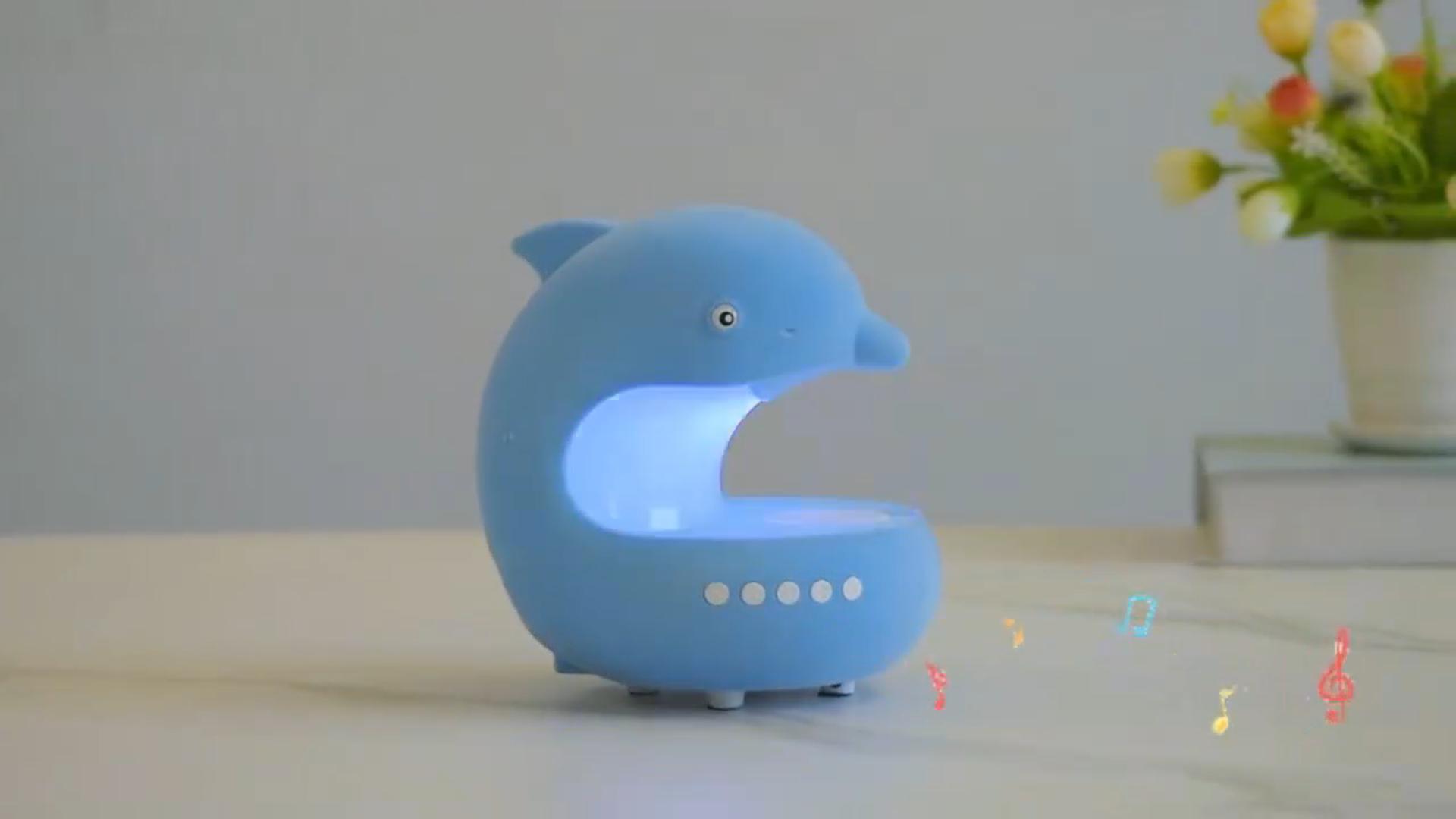 thumbnail video image 2 of LED Music Night Light Rechargeable, Cute Dolphins Night Lamp, 3000k-6000K, 1/2H Timer, 7 Colorful Light USB Charging, Teen/Girls/Kids Birthday/Christmas Gift, Decor Lamp for Desk Bedroom Living Room, 2 of 10