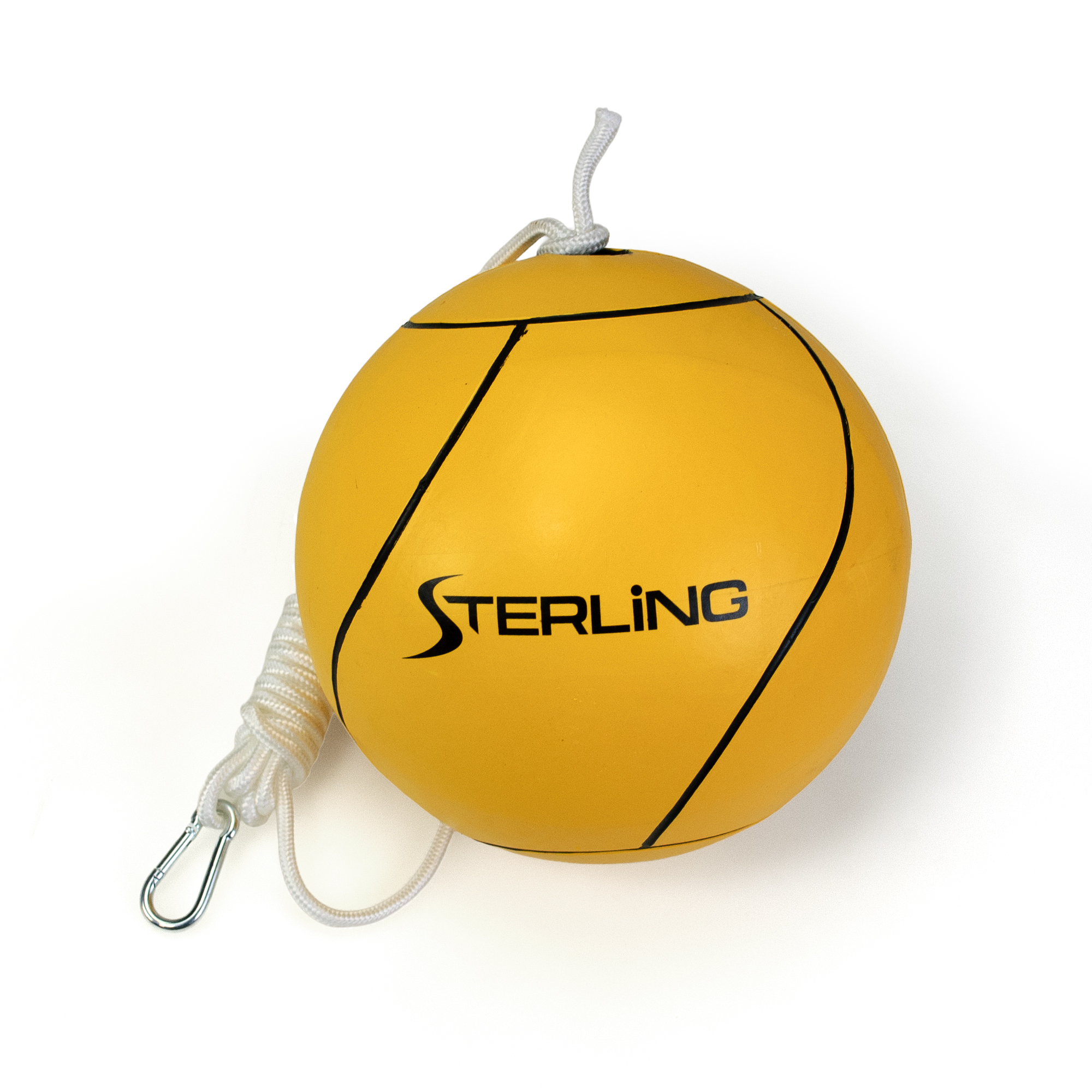 thumbnail video image 2 of Sterling Sports Full Size Rubber Tetherball Ball with Rope and Carabiner, Yellow, 2 of 13