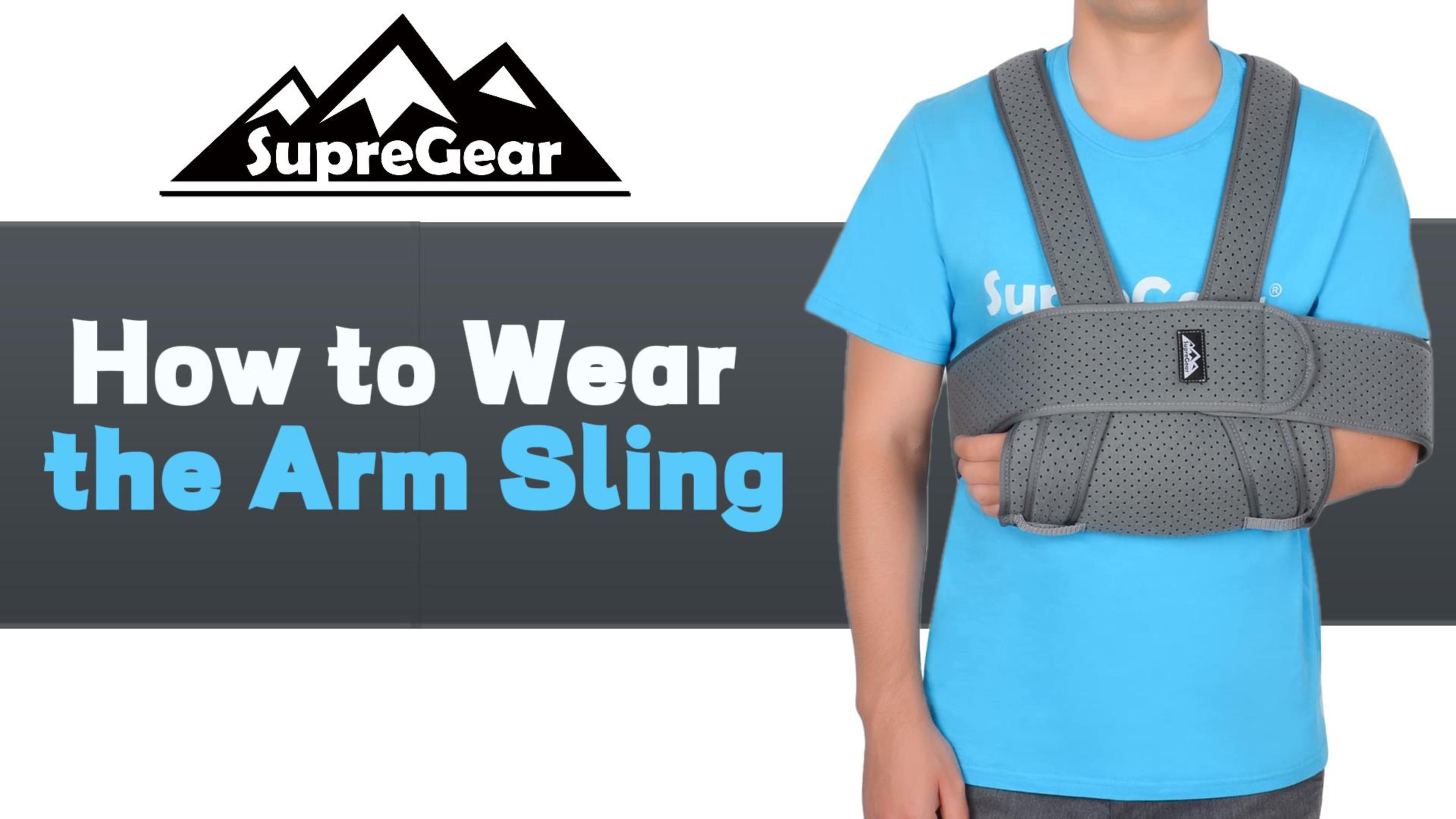 thumbnail video image 2 of SupreGear Adjustable Arm Sling, Lightweight Shoulder Support Breathable Rotator Cuff Brace, Unisex, 2 of 8