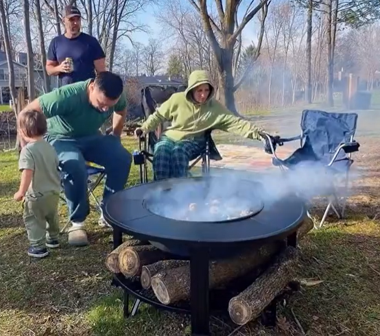 thumbnail video image 2 of 38" Fire Pits for Outside, SEGMART Outdoor Fire Pit, Round Wood Burning Fire Pit with Grill, Poker, Waterproof Cover, Fire Pit Table for Patio BBQ, Backyard Fire Pit, Firepit for Outside Patio, Black, 2 of 12