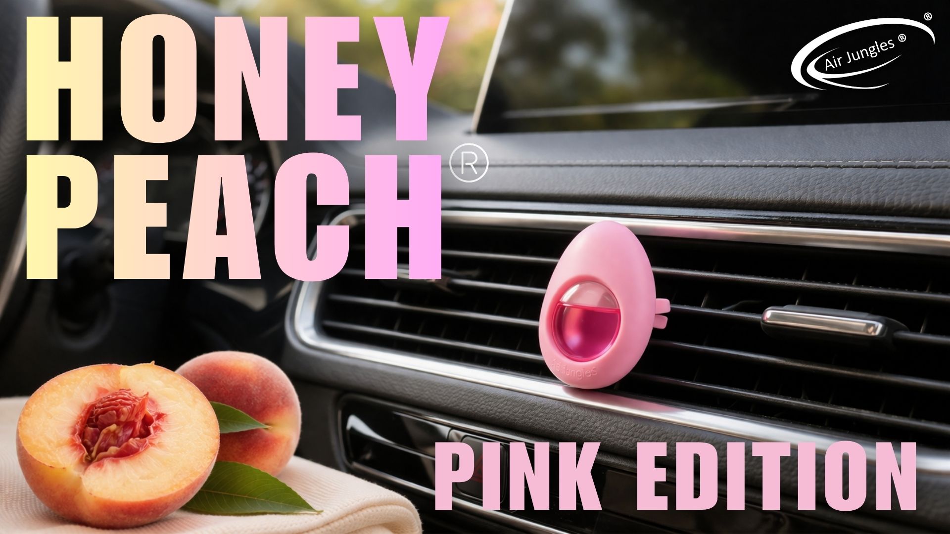 thumbnail video image 2 of Air Jungles Car Air Freshener Vent Clip- Honey Peach Scent, 6 Ct up to 180 Days, 2 of 7