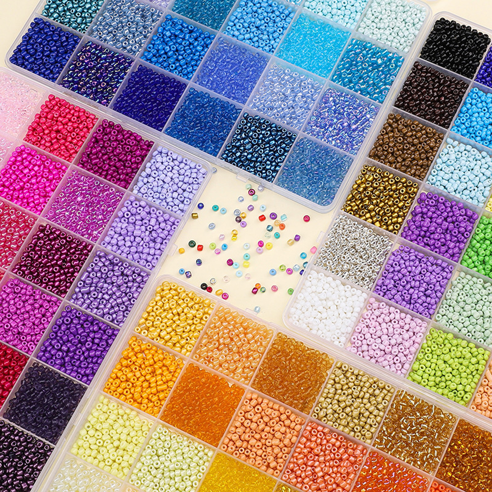 thumbnail video image 2 of 3mm Seed Beads for Jewelry Making, 5200pcs Small Glass Seed Beads Kit with Elastic String for Bracelet Making, Tiny Craft Beads for DIY Art Craft (Red), 2 of 7