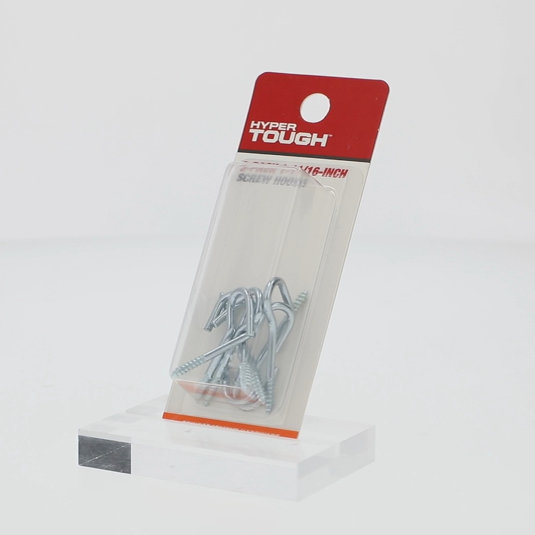 Hyper Tough 1-11/16 in Screw Hook Zinc Plated Steel Pack for