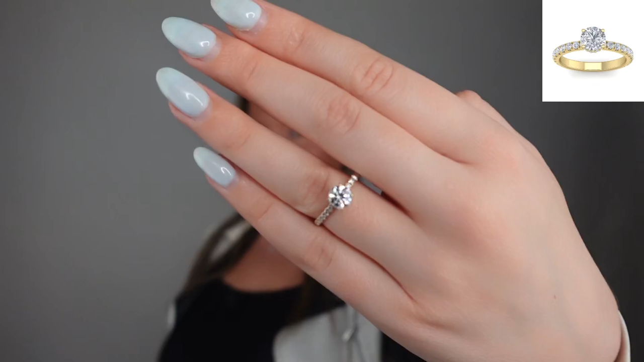 thumbnail video image 2 of SuperJeweler 1 1/2 Carat Round Shape Hidden Halo Moissanite Engagement Ring in 14 Karat Yellow Gold for Women, 2 of 8