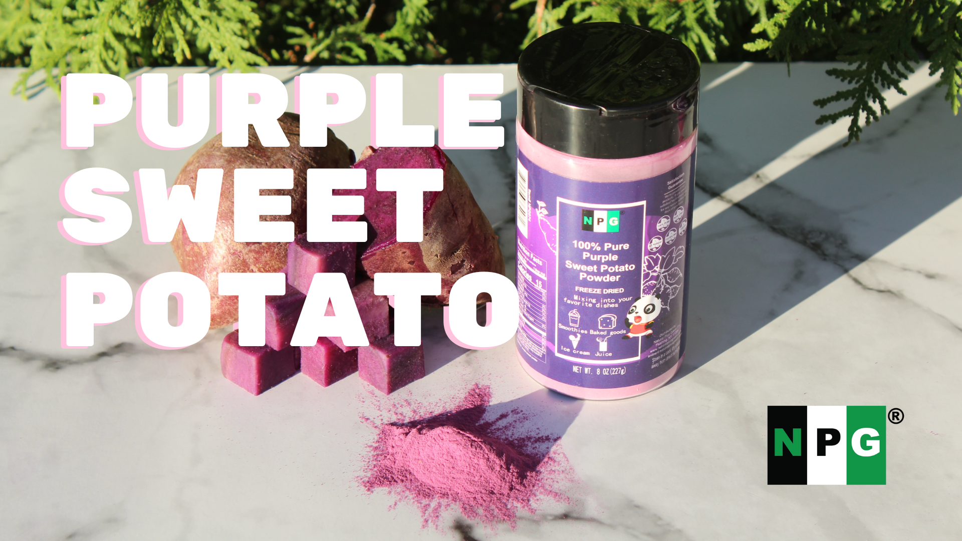 thumbnail video image 2 of NPG Purple Sweet Potato Powder 16 Oz, Purple Yam Ube Powder, Purple Dry Food Coloring Powder for Baking, 2 of 7