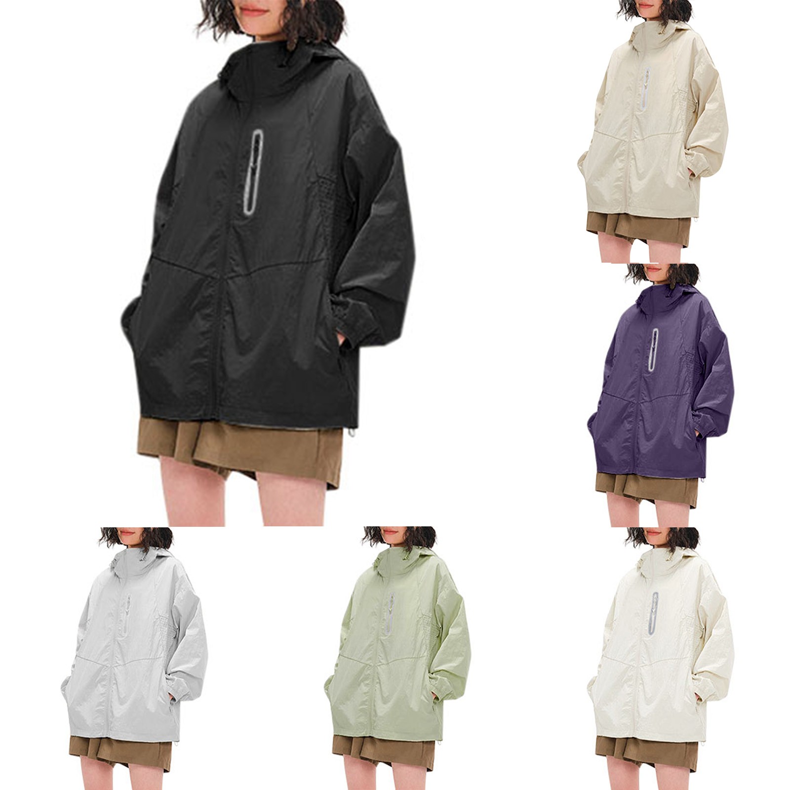 thumbnail video image 2 of FUZHIQ Women's UPF 50+ UV Protection Lightweight Sun Jacket Packable Hooded Full Zip Quick Dry Sun Shirt for Vacation Beach Travel Daily Outdoor,S, 2 of 5