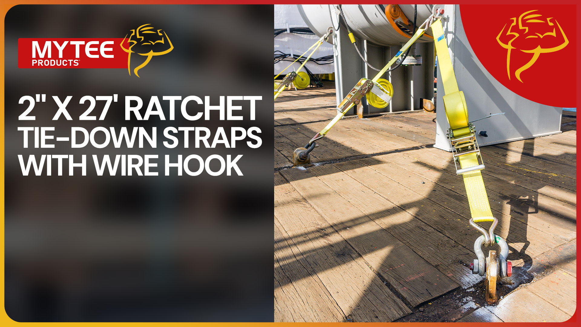 thumbnail video image 2 of 4 Pack 2" x 27' Ratchet Straps with Wire Hooks 10,000 lbs Breaking Strength - Heavy Duty Cargo Tie Down Straps for Truck, Trailers, Moving Appliances, Motorcycles & Flatbed Loads, 2 of 18