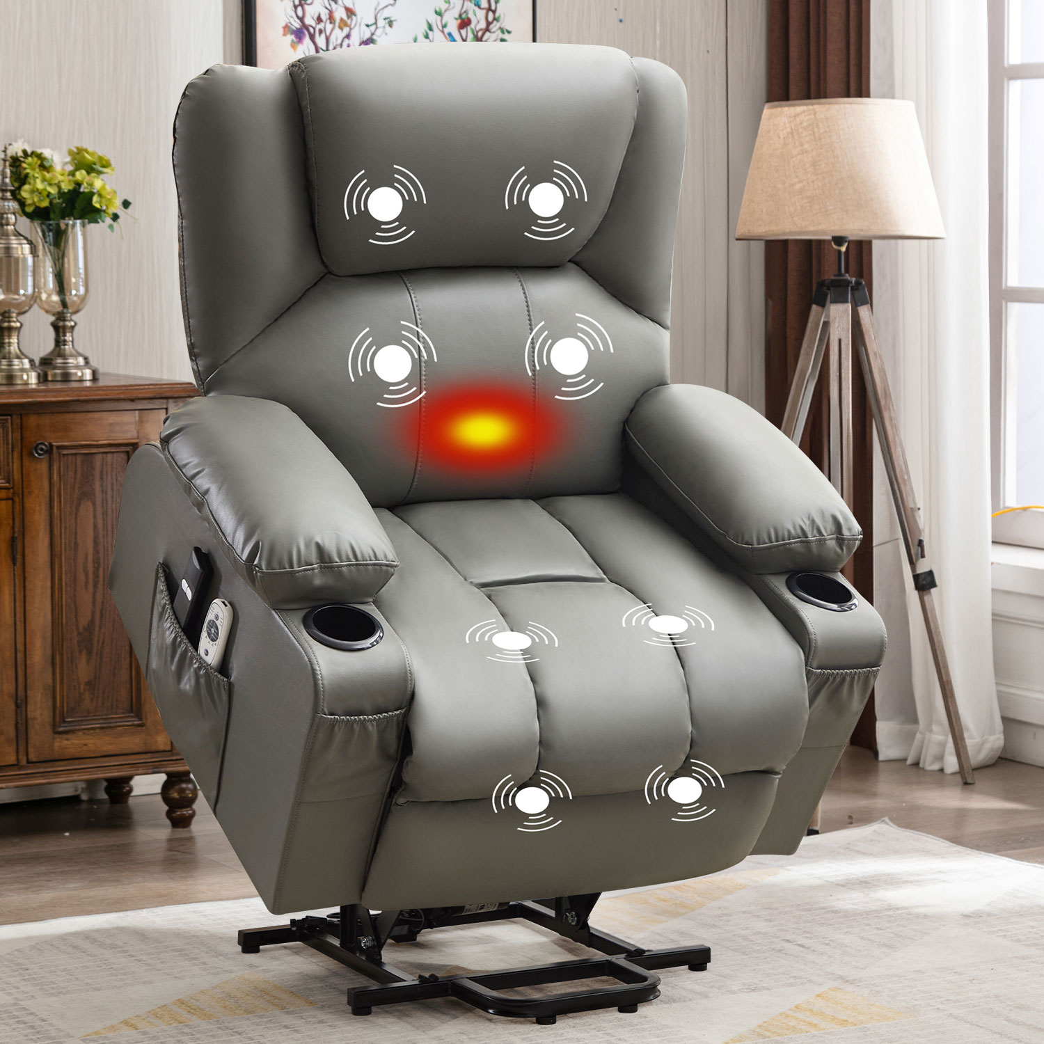 thumbnail video image 2 of JONPONY Power Lift Recliner Chair Recliners for Elderly with Heat and Massage Recliner Chair for Living Room with Infinite Position and Side Pocket,USB Charge Port,Grey, 2 of 13