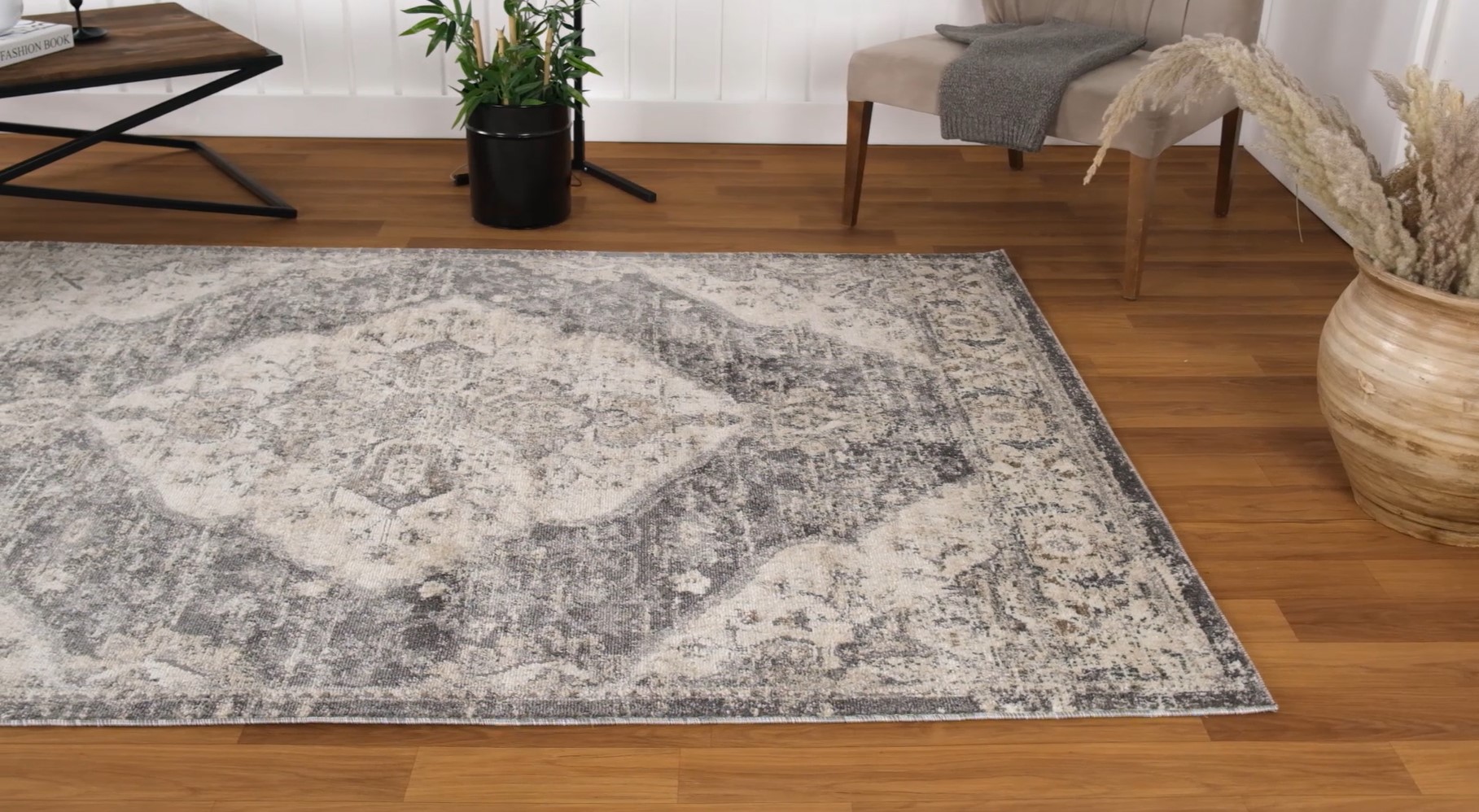thumbnail video image 2 of Luxe Weavers Vintage Oriental Gray 9x12 Area Rug for Living Room, 2 of 9