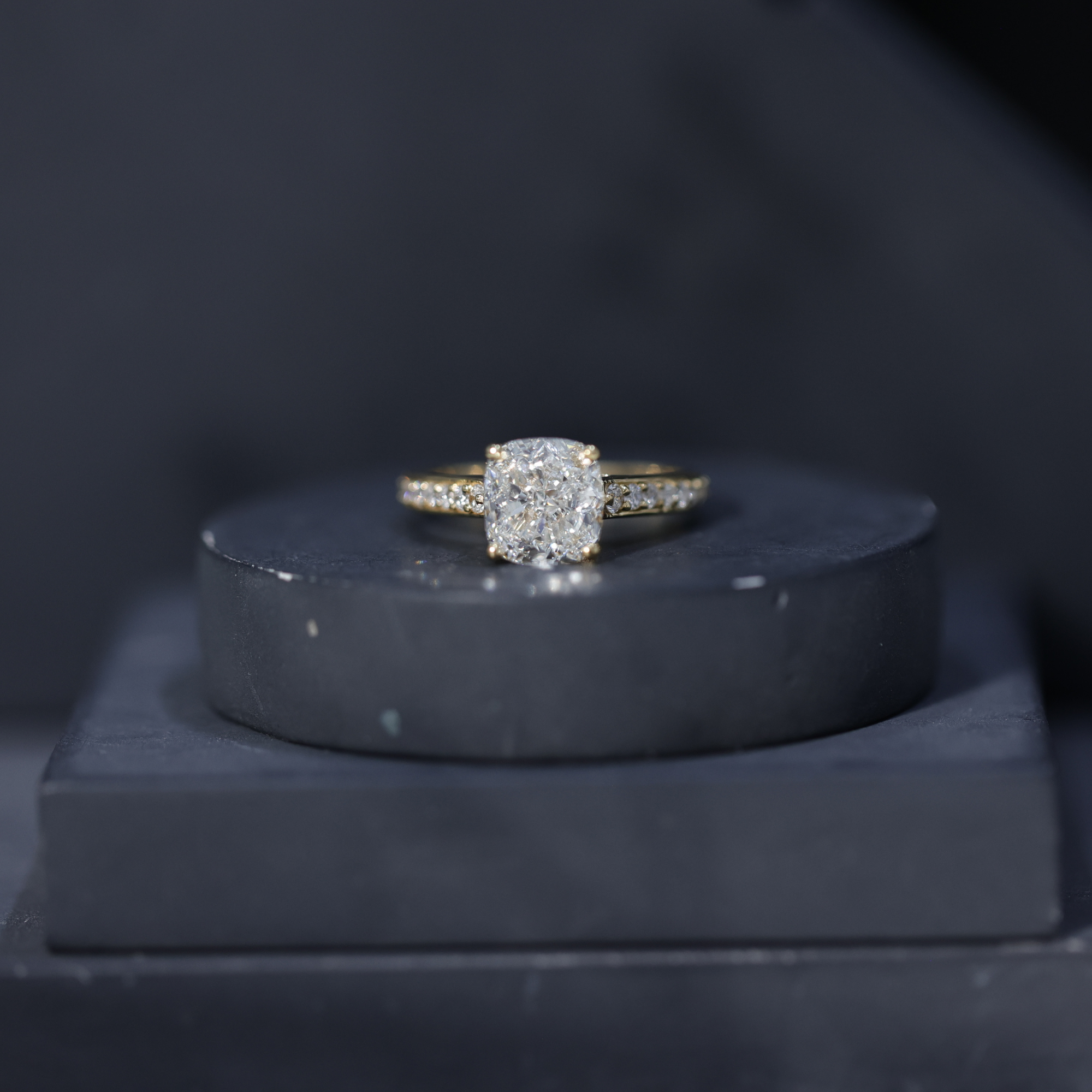 thumbnail video image 2 of Rosec Jewels Cushion Cut Lab Grown Diamond Solitaire Engagement Ring 3 Carat (E-VS1 Grade) - IGI Certified Diamond Statement Ring, 18K Yellow Gold, US 8.50, 2 of 9