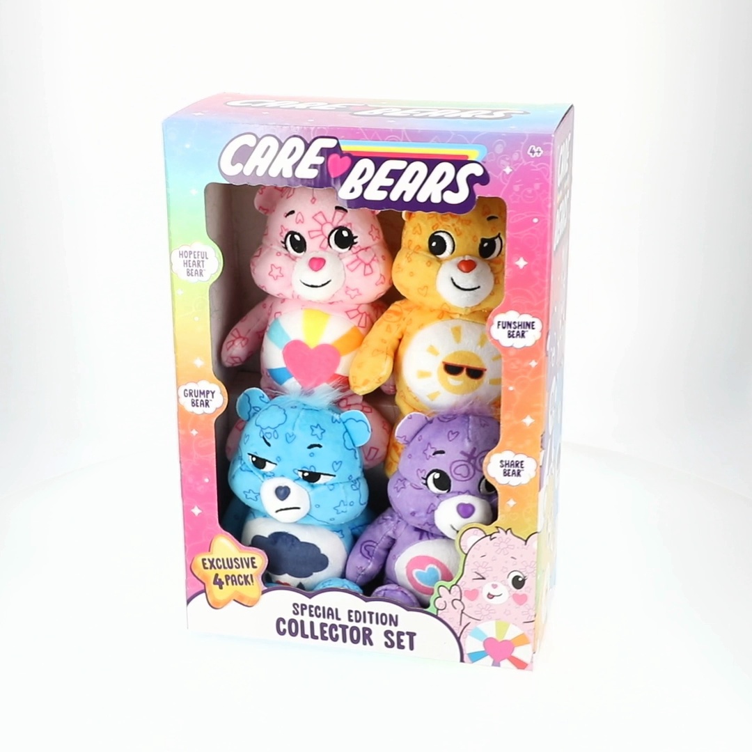 Care Bears 8 Inch Plush 4-Pack Treasure Box Wave 2 - Soft Huggable